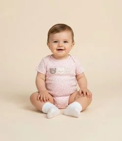 Body Infantil em Algodão com Estampa Bichinhos - Tam RN a 18 meses