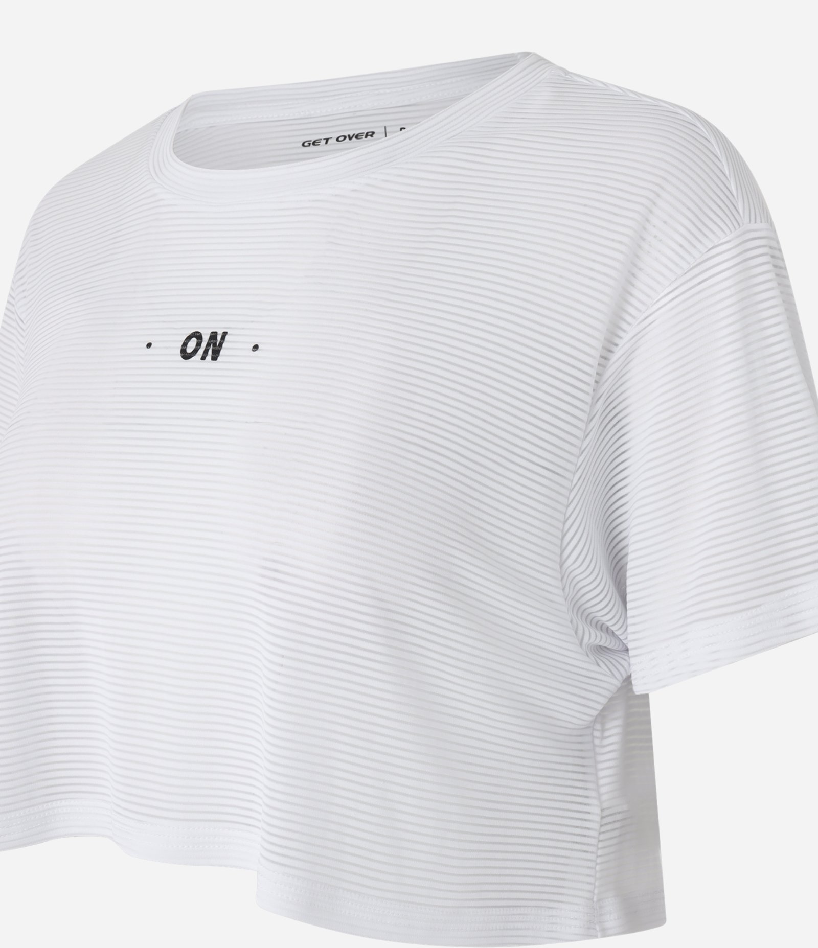 Camiseta Cropped Esportiva em Microfibra Texturizada e Estampa On Branco 6