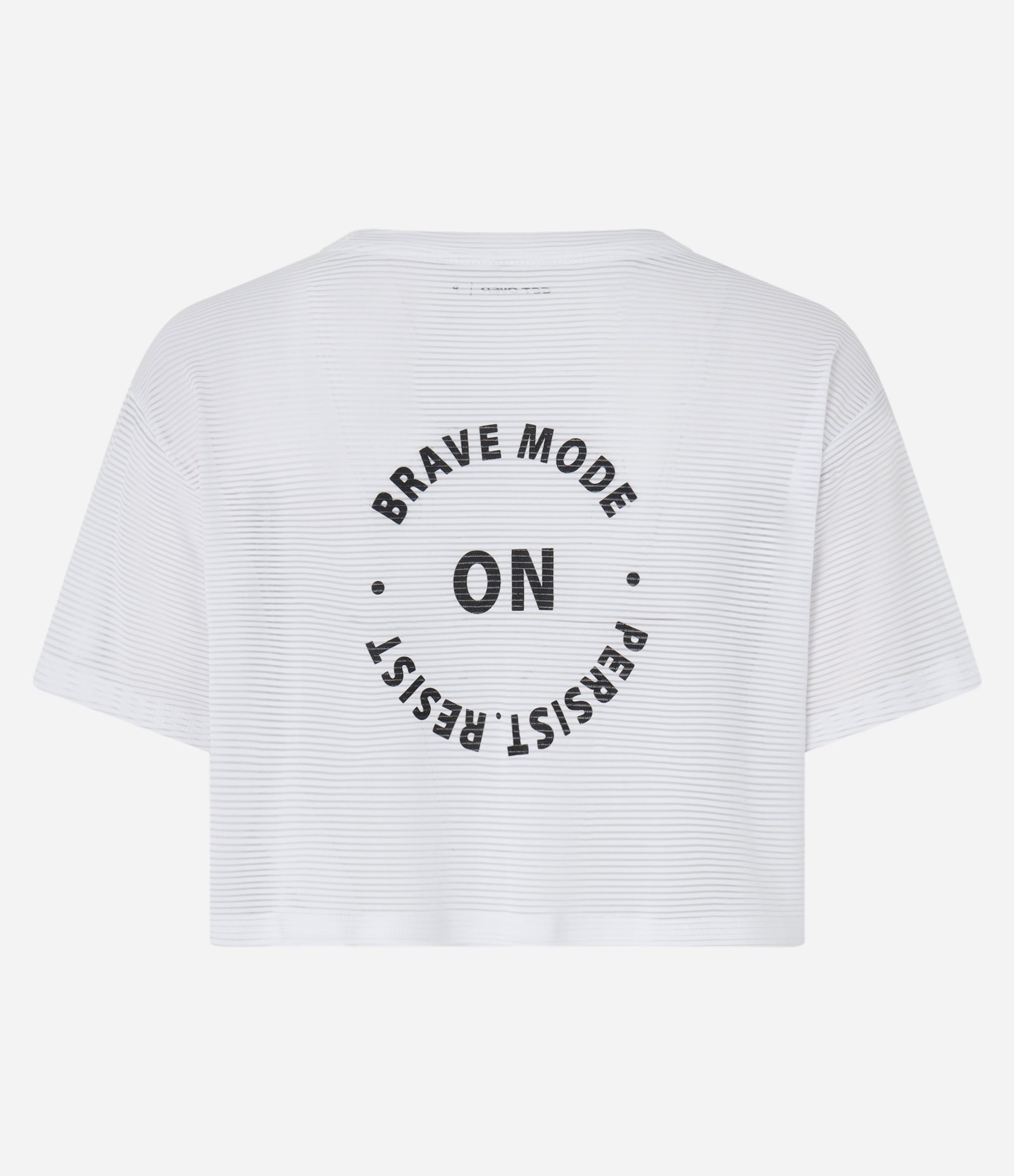 Camiseta Cropped Esportiva em Microfibra Texturizada e Estampa On Branco 7
