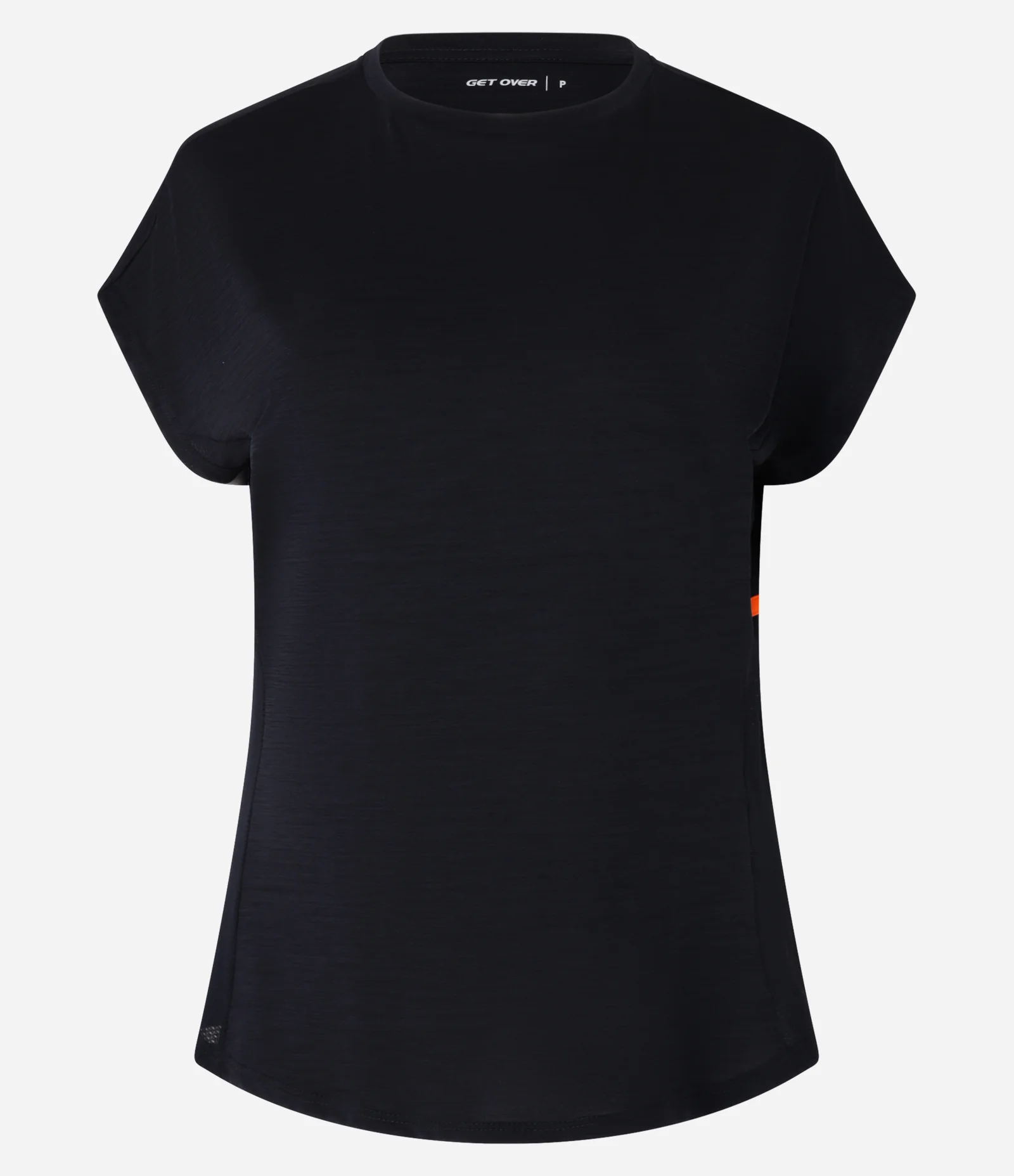 Camiseta Esportiva em Microfibra com Faixa Contrastante Preto 7