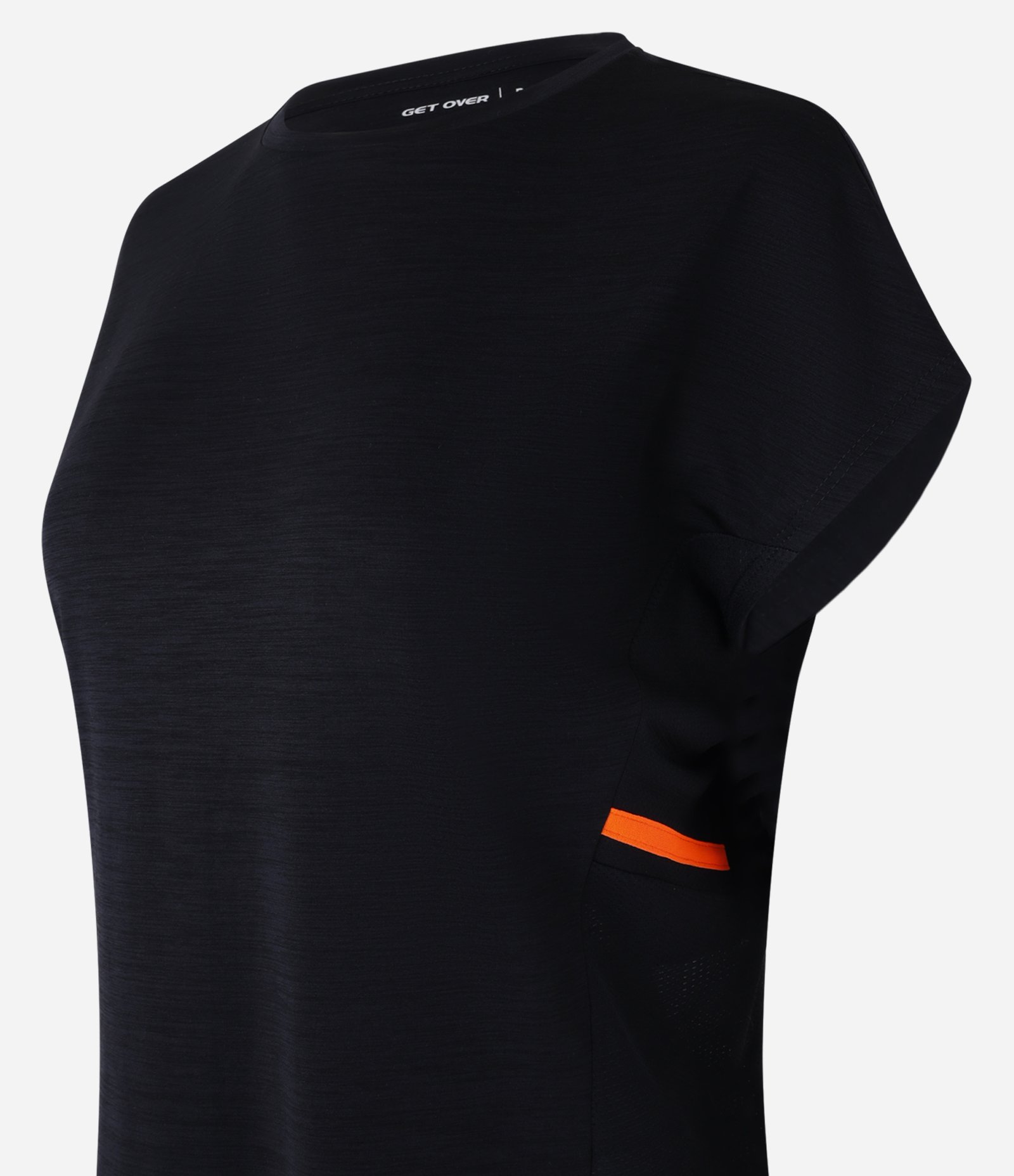 Camiseta Esportiva em Microfibra com Faixa Contrastante Preto 8