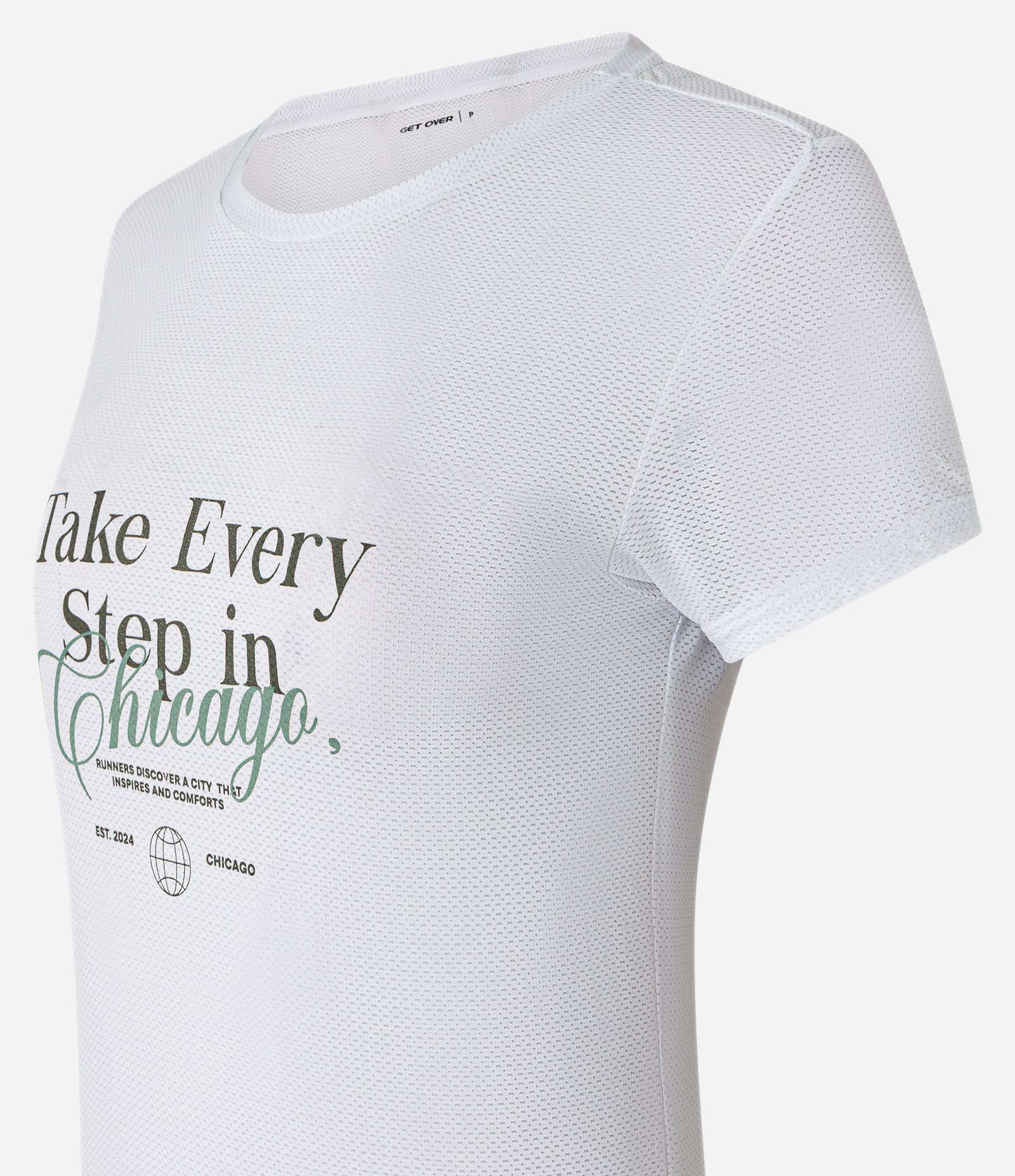 Camiseta Esportivo em Microfibra Texturizada com Estampa Every Step Branco 5