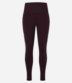 Calça Legging Esportiva em Microfibra com Friso Lateral Contrastante