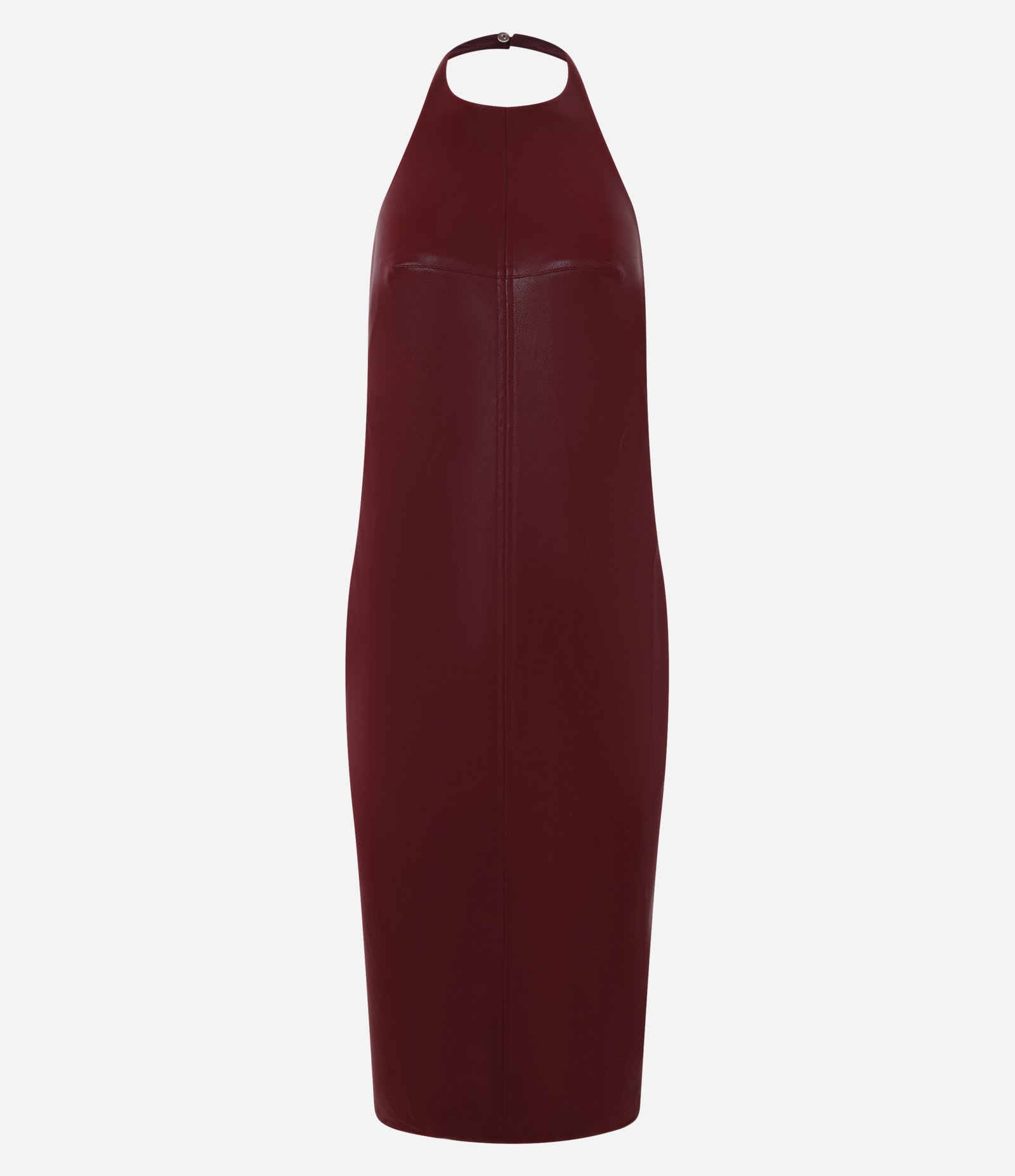 Vestido New Midi em Pu Frente única com Fenda Vermelho 10