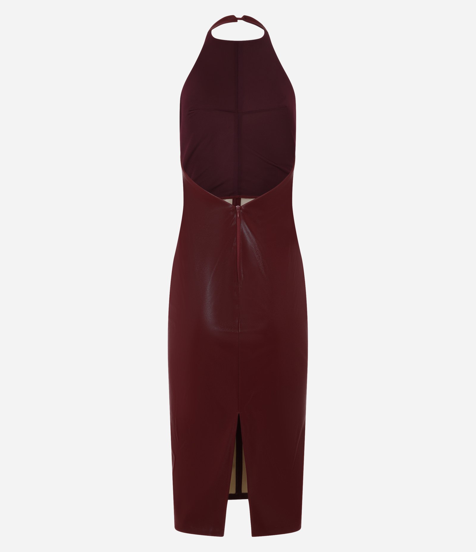 Vestido New Midi em Pu Frente única com Fenda Vermelho 11