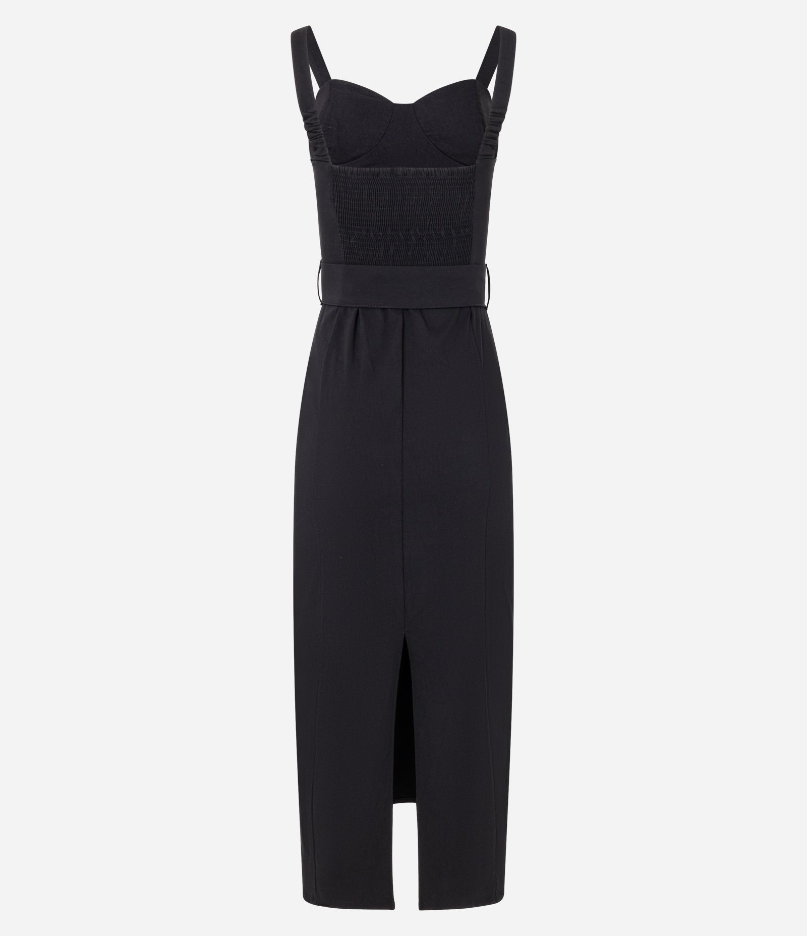 Vestido Long Midi em Bengaline com Cinto de Fivela Forrada Preto 6