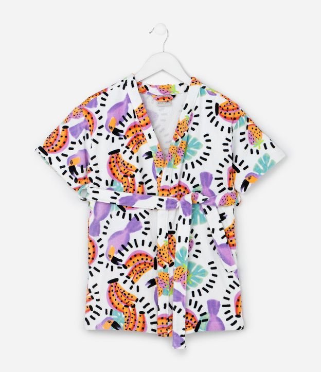 Roupão Infantil Atoalhado com Estampa Tropical - Tam 3 a 16 Anos