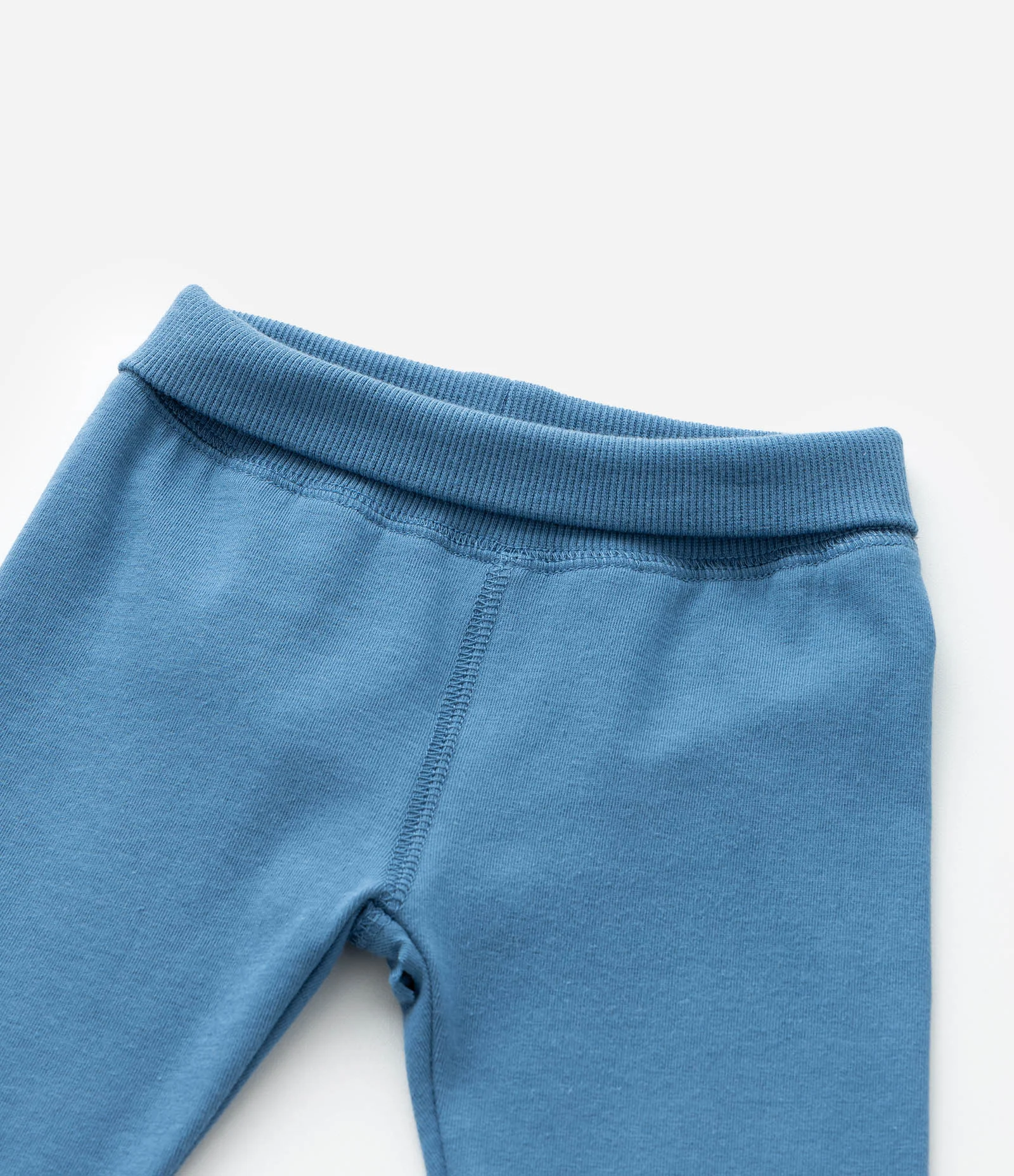 Calça Infantil com Cós Virado e Punhos Canelados - Tam RN a 18 Meses Azul 5