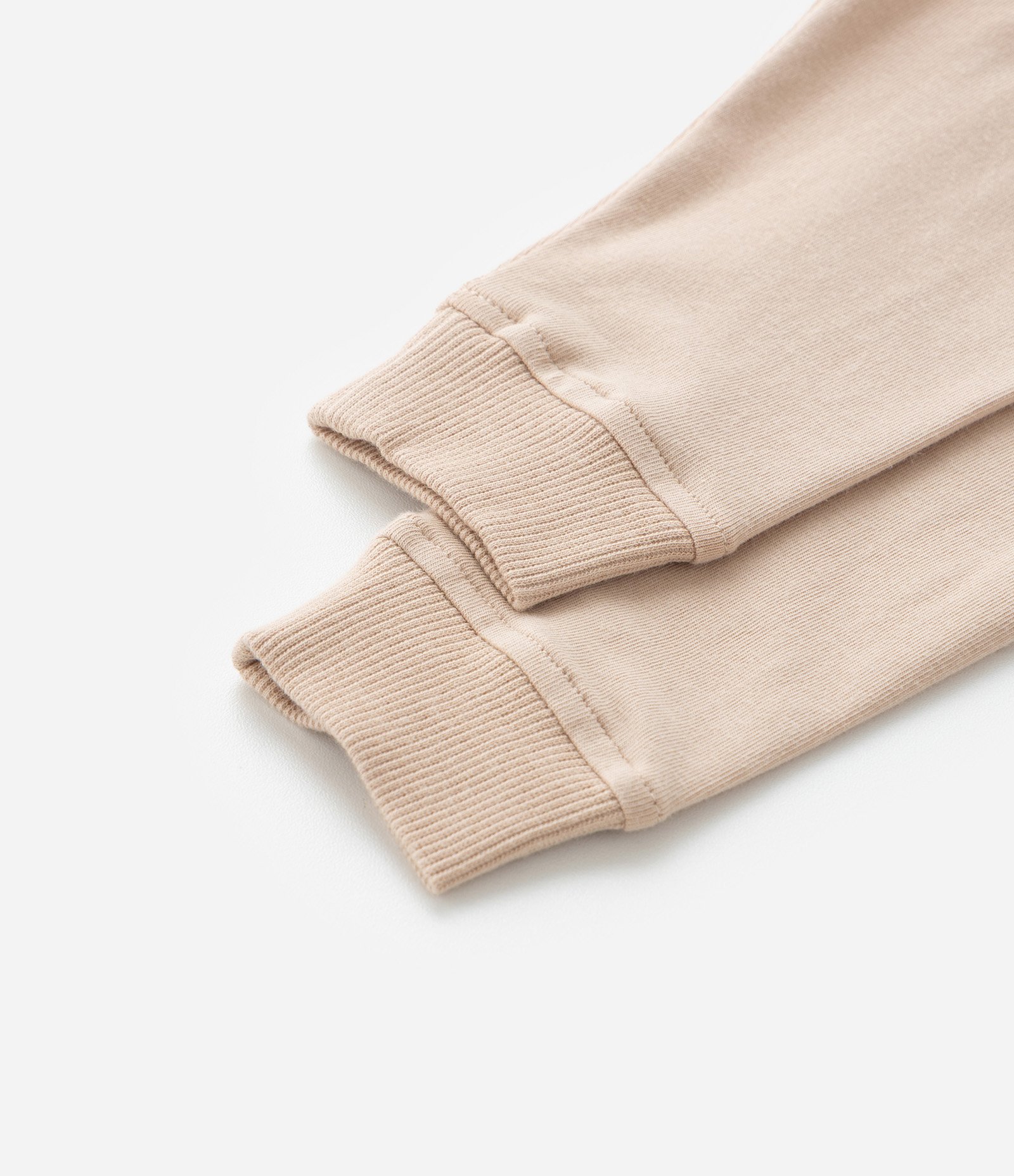 Calça Infantil com Cós Virado e Punhos Canelados - Tam RN a 18 Meses Bege 4