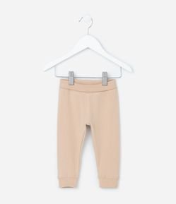Calça Infantil com Cós Virado e Punhos Canelados - Tam RN a 18 Meses