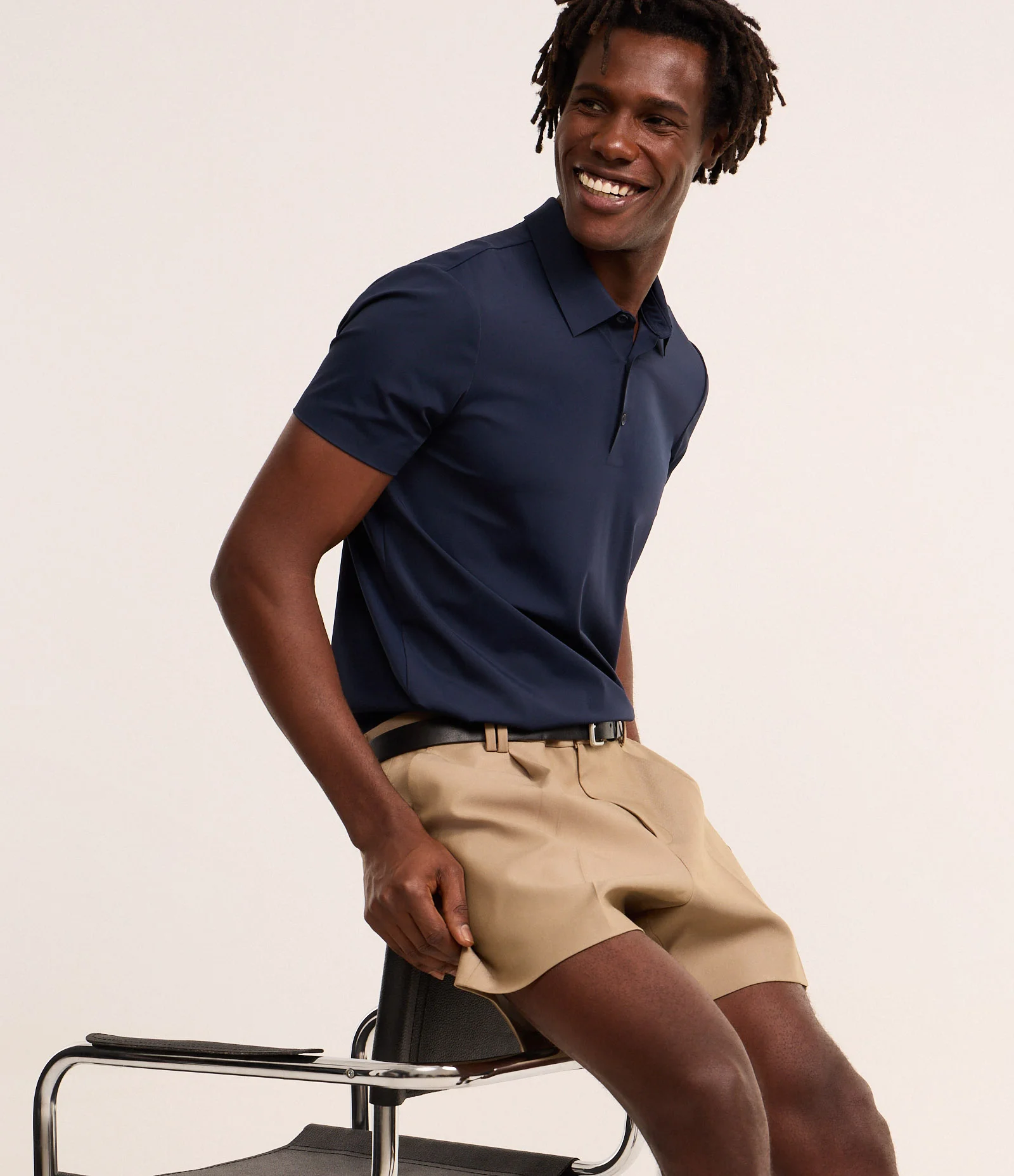 Camisa Polo Slim em Poliamida com Tecnologia Termocolante e Botões na Gola Azul escuro 1