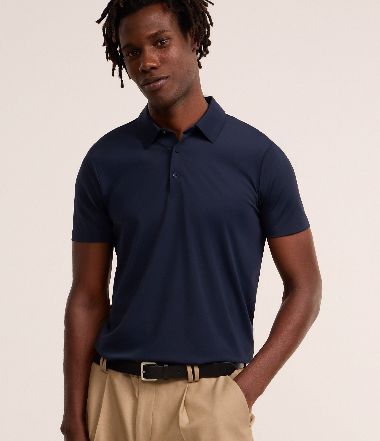 Camisa Polo Slim em Poliamida com Tecnologia Termocolante e Botões na Gola Azul escuro 3