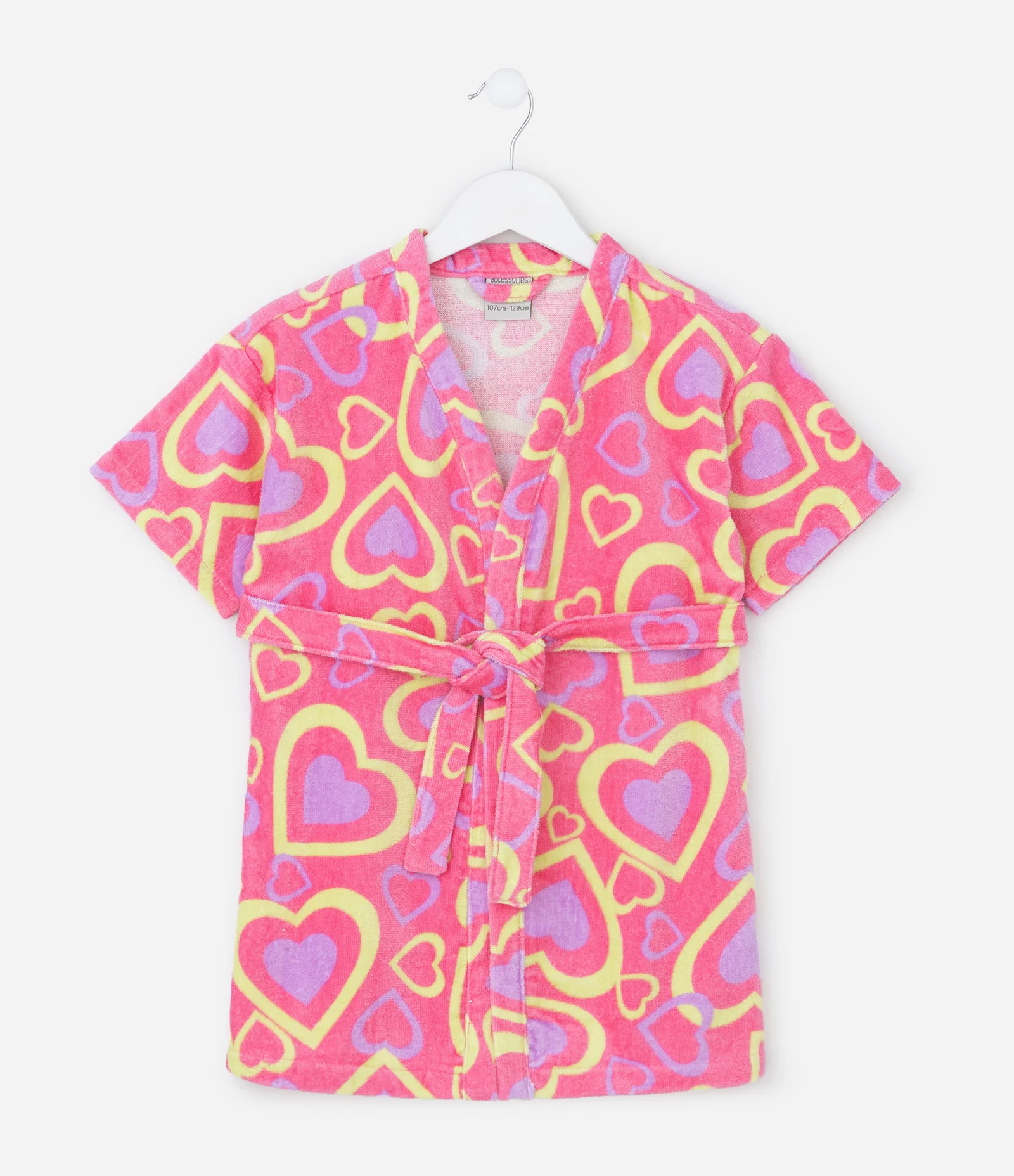Roupão Infantil Atoalhado com Estampa de Corações - Tam Único Multicores 1