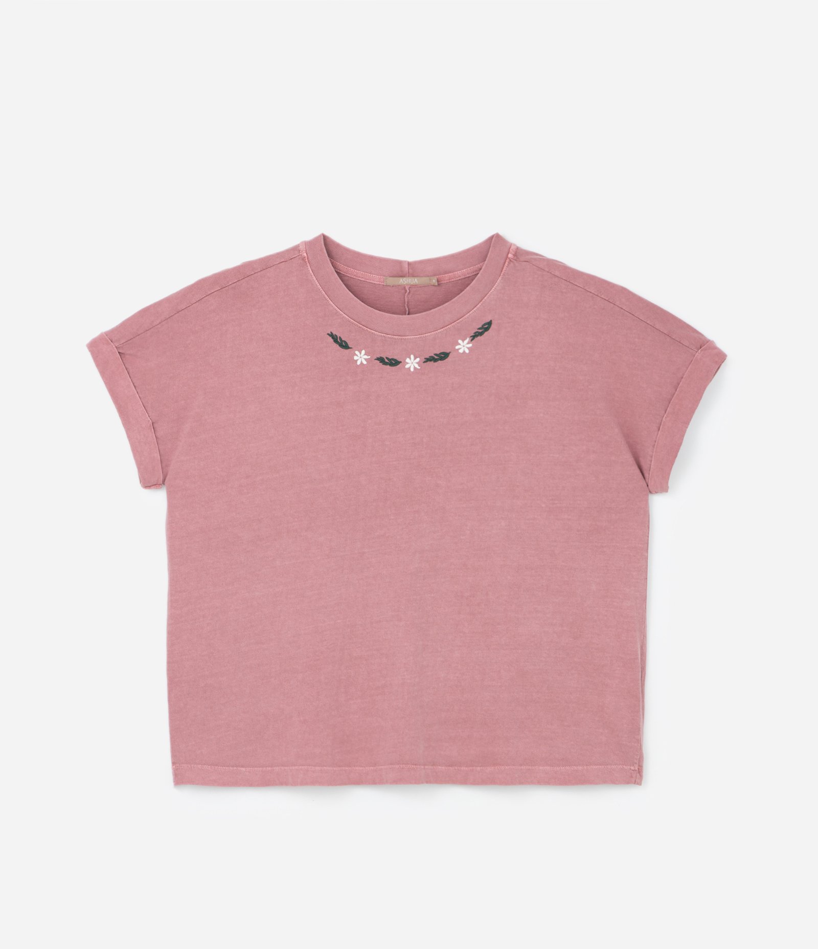 Camiseta em Algodão com Bordado Floral Curve & Plus Size Rosa 3