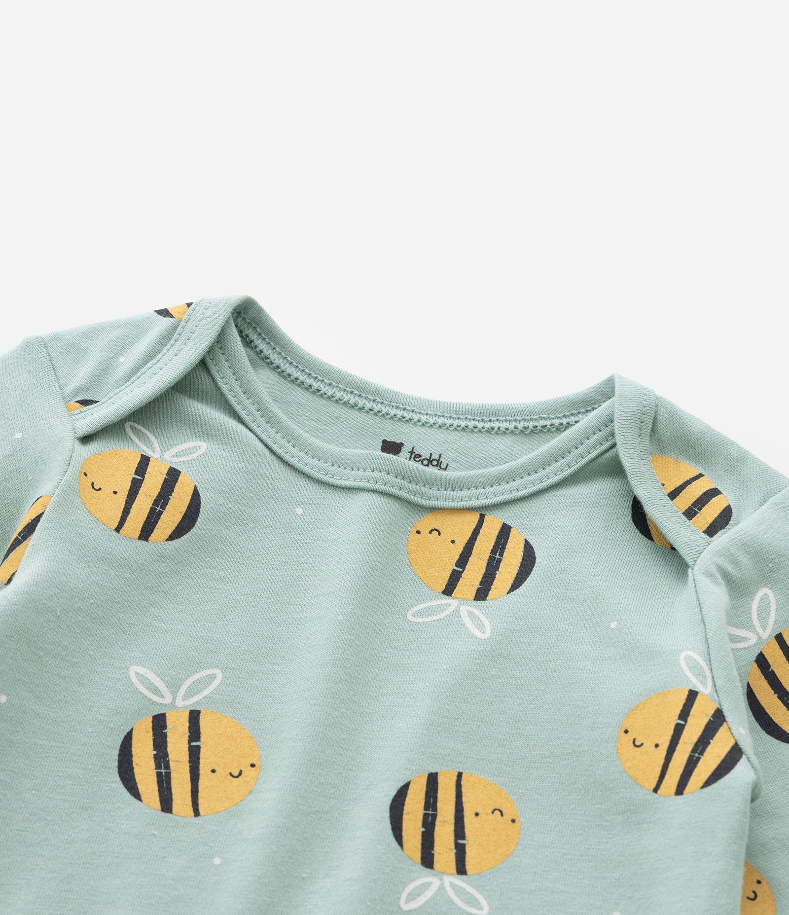 Body Infantil com Estampa Abelhinhas - Tam 0 a 18 meses Verde 6