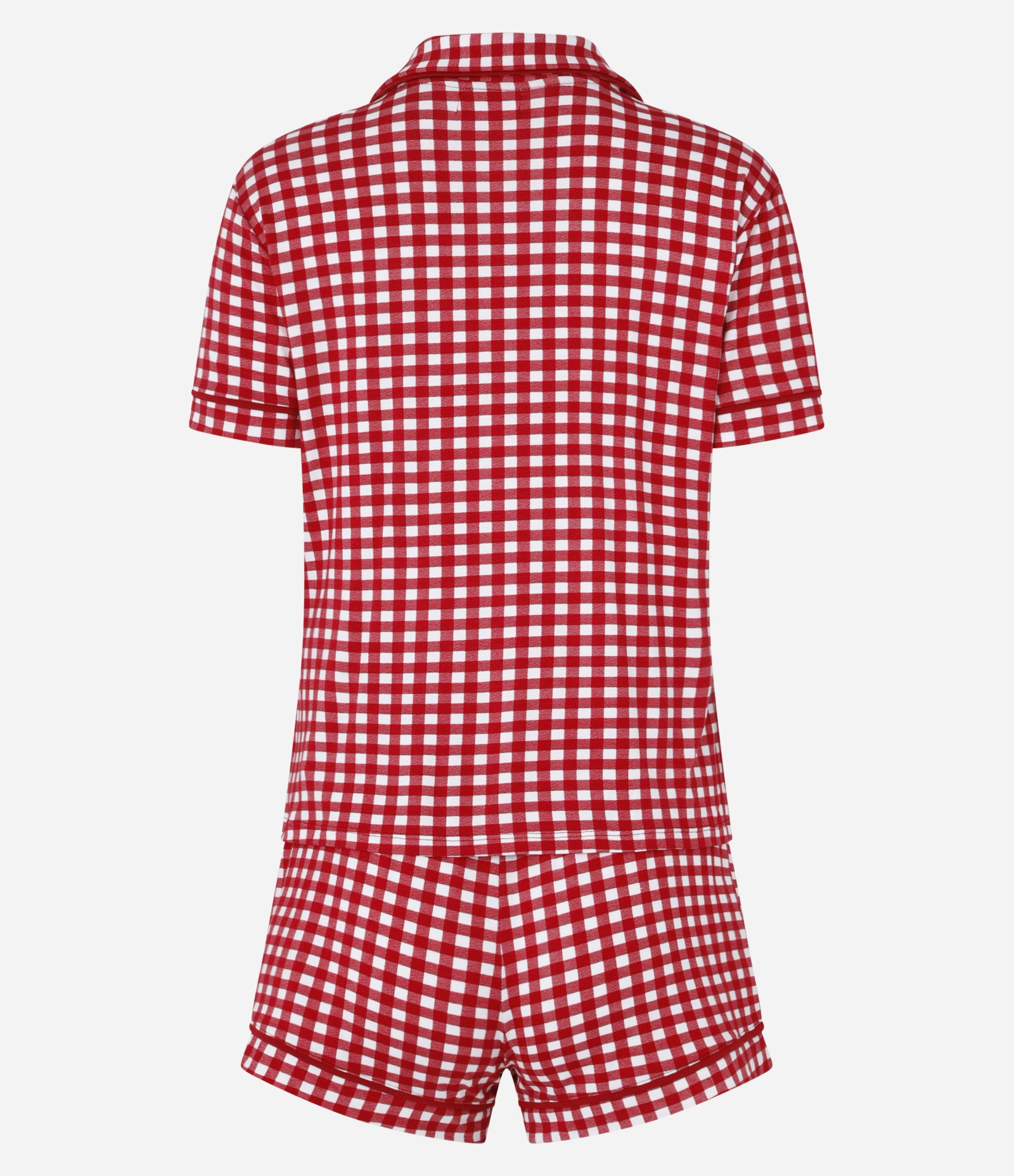Pijama Americano Short Doll em Viscose Estampada Xadrez Vichy Vermelho 5