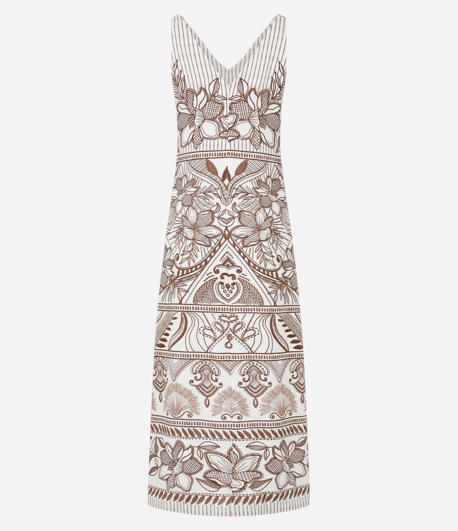 Vestido Reto Long Midi em Viscose com Estampa Floral Marrom 8