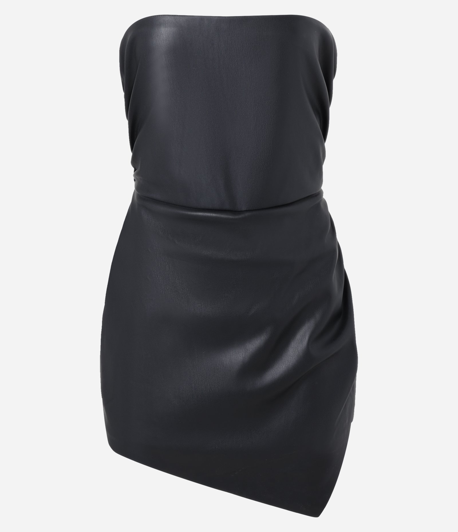 Macaquinho Short Saia em PU com Barra Assimétrica Preto 7