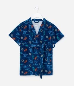 Roupão Infantil Atoalhado com Estampa Praia - Tam 3 a 16 Anos