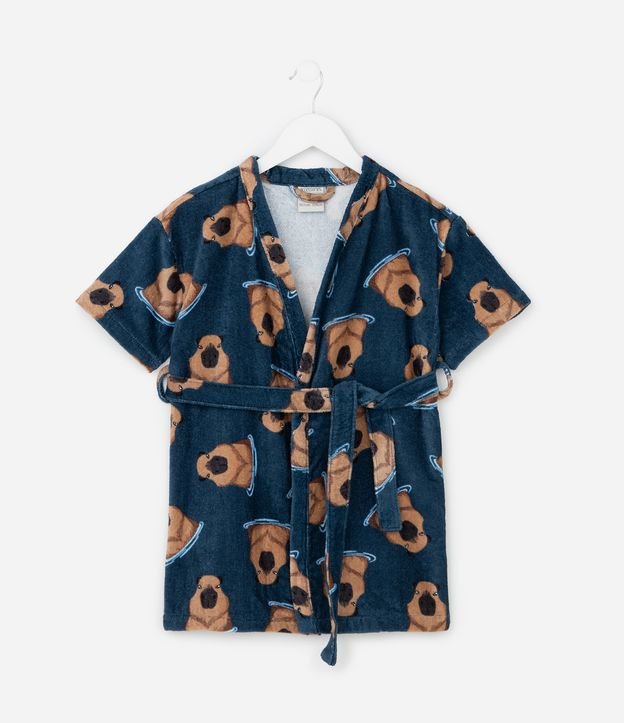 Roupão Infantil Atoalhado com Estampa de Capivara - Tam 3 a 16 Anos