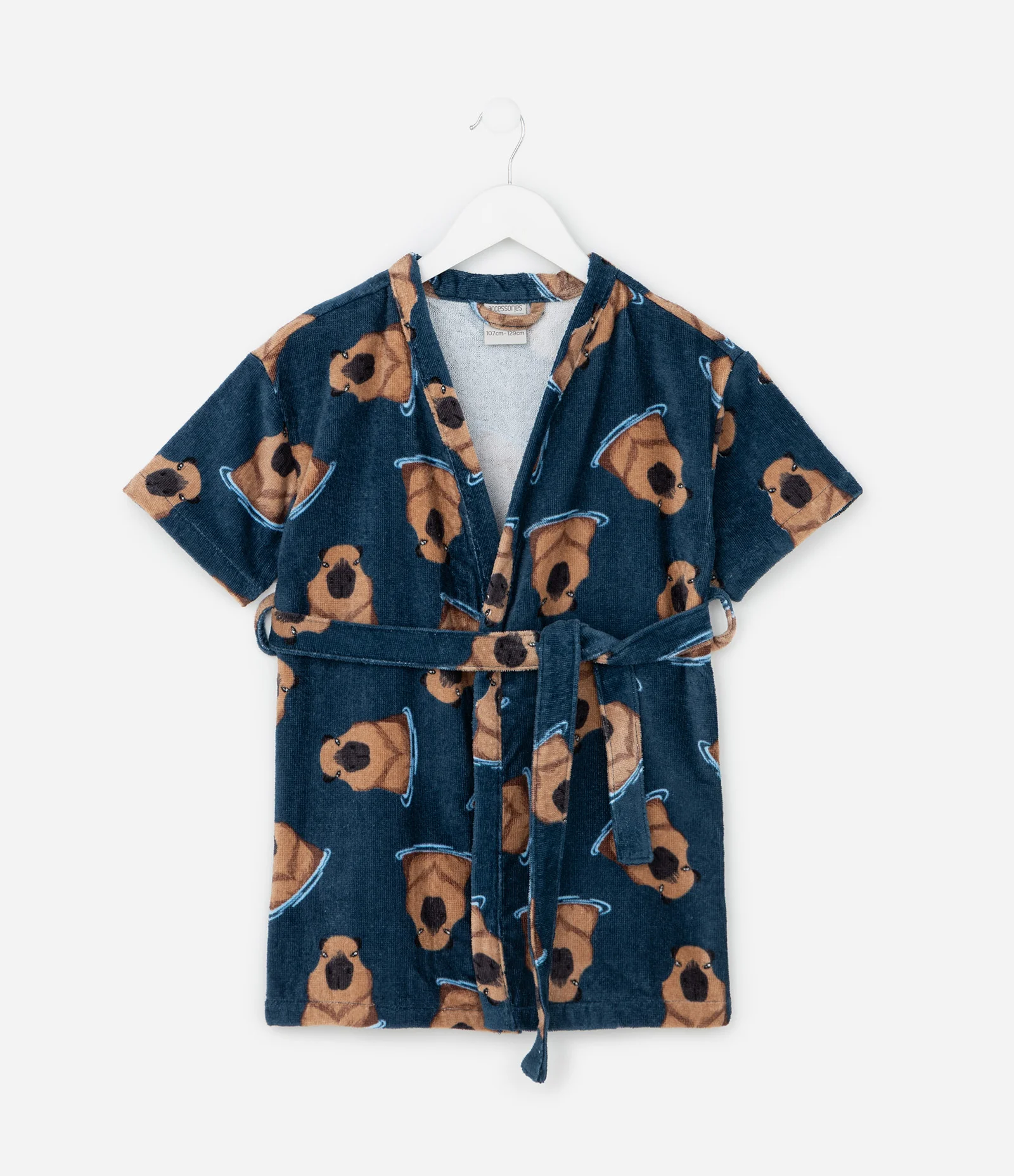 Roupão Infantil Atoalhado com Estampa de Capivara - Tam 3 a 16 Anos Azul 1