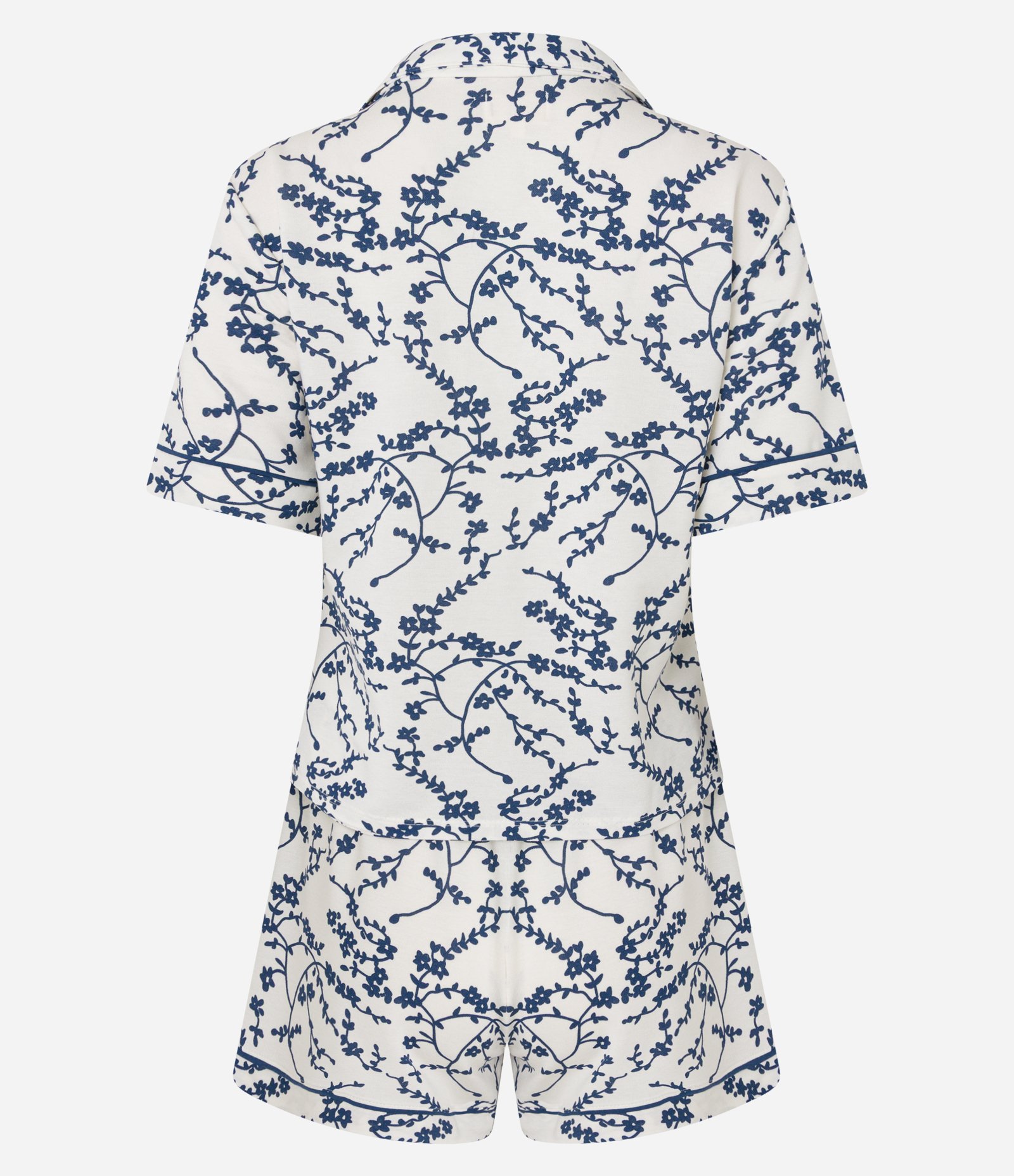 Pijama Short Doll com Estampa Ramo de Flores Branco/Azul 6