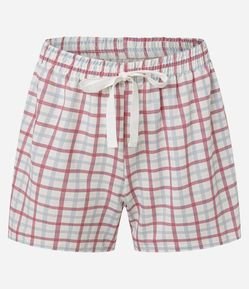 Pijama Curto em Viscose com Estampa Xadrez Grid