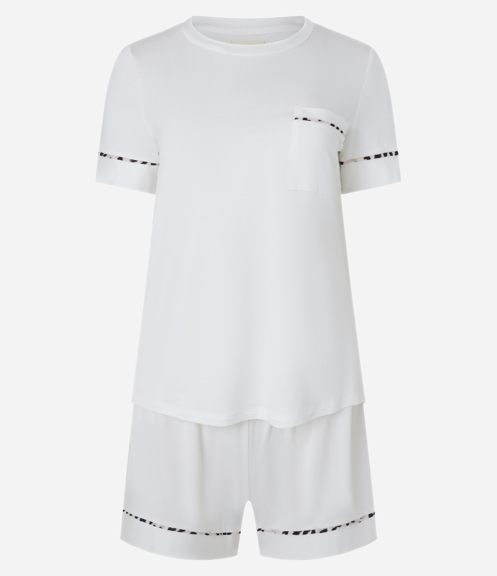 Pijama Curto em Viscose com Viés de Oncinha Branco Neve 5