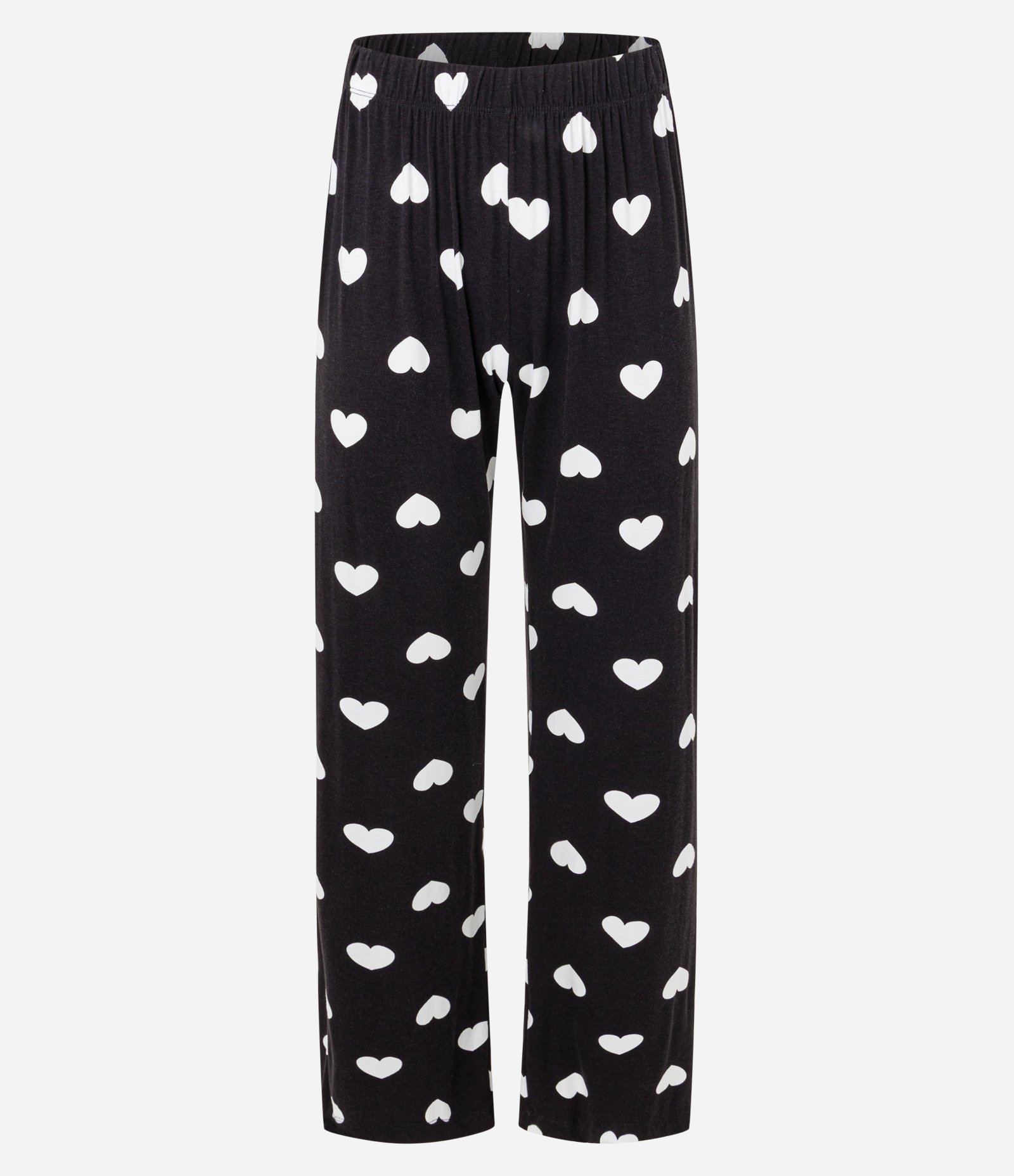 Pijama Americano Longo em Viscose com Estampa Corações Preto 6