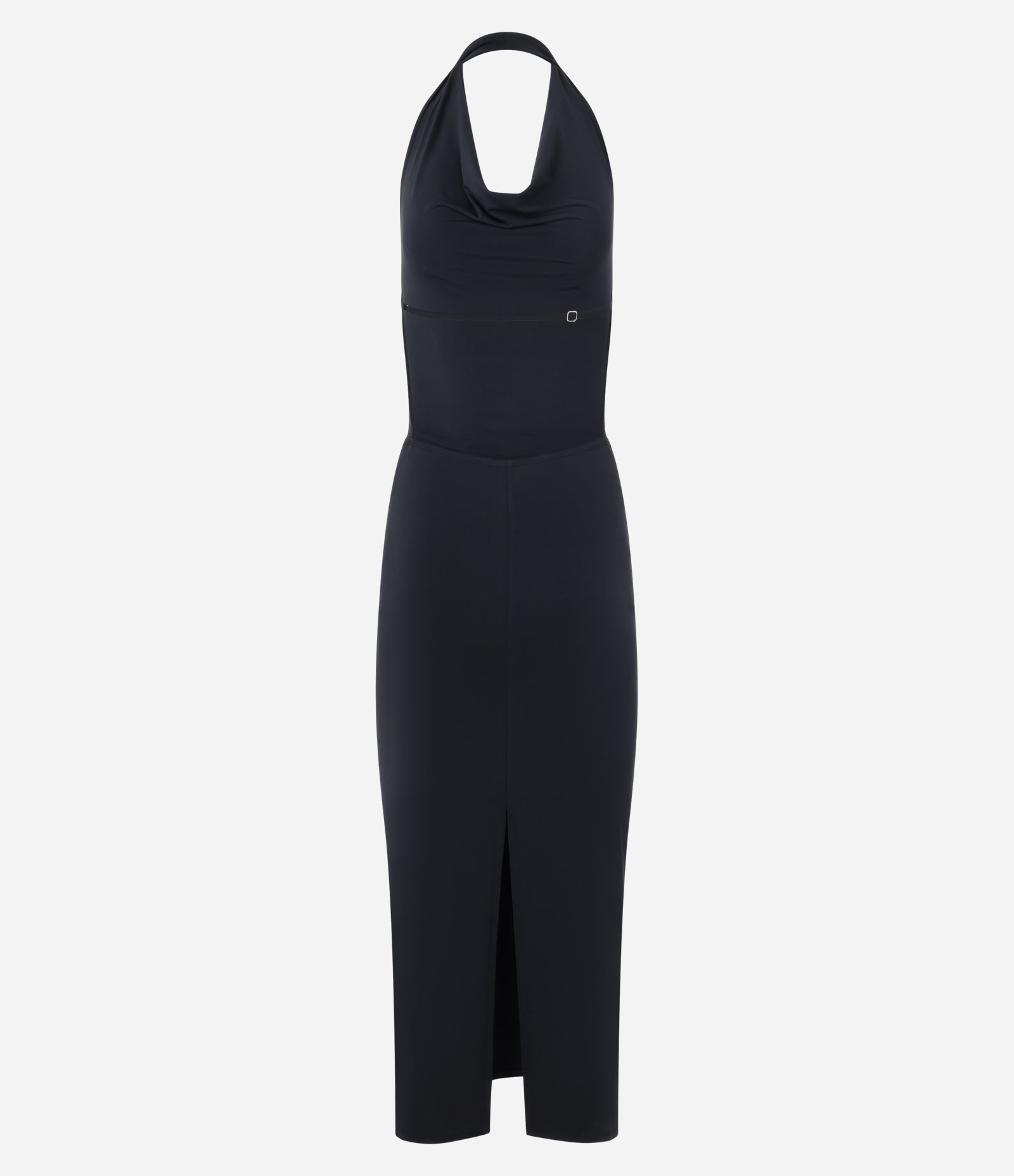 Vestido New Midi com Decote Degagê e Frente Única Preto 2
