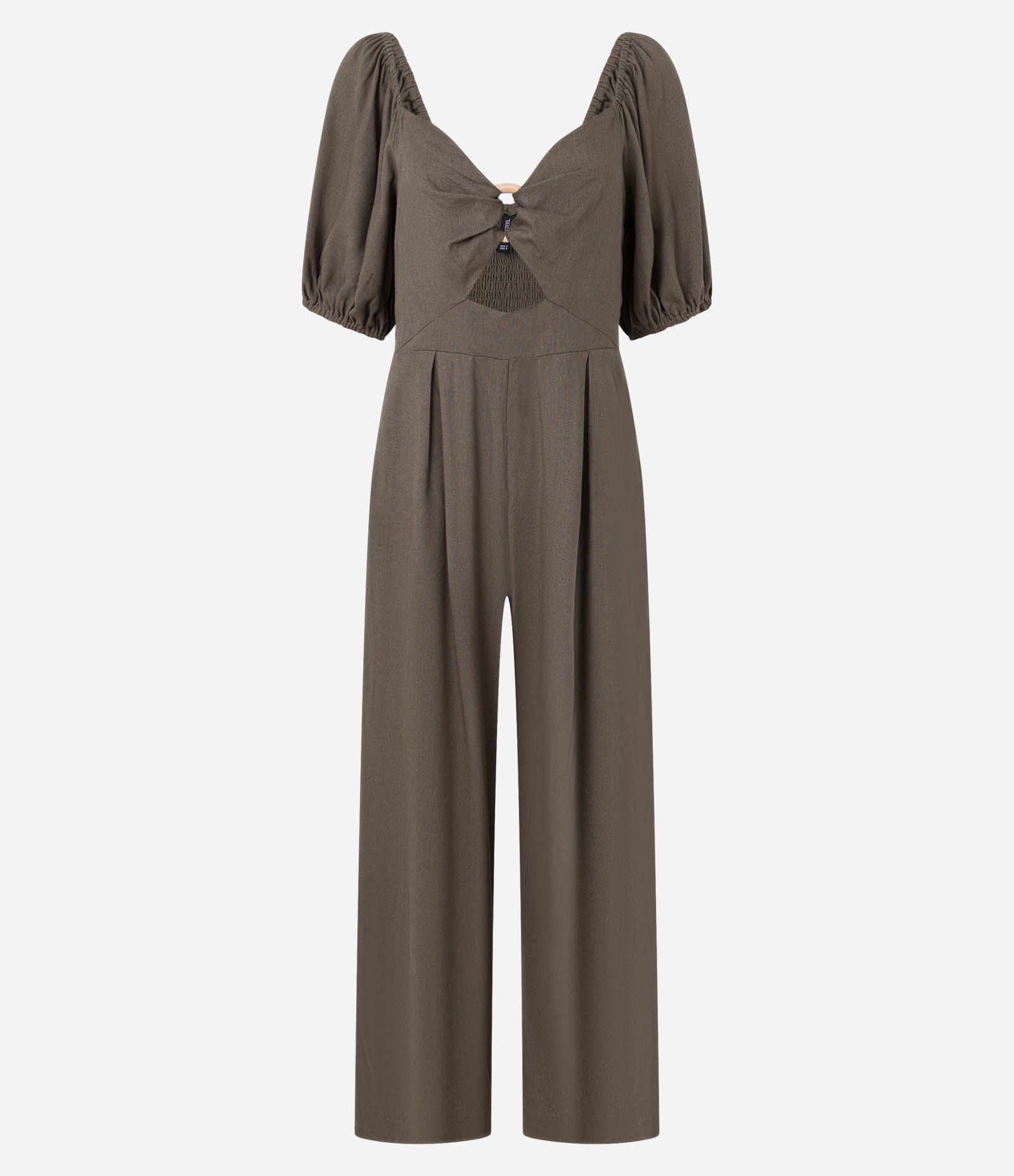 Macacão Longo em Vicose e Linho com Manga Bufante Verde 7