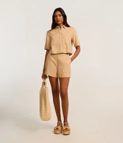 Short Curto em Viscose com Cós Elástico