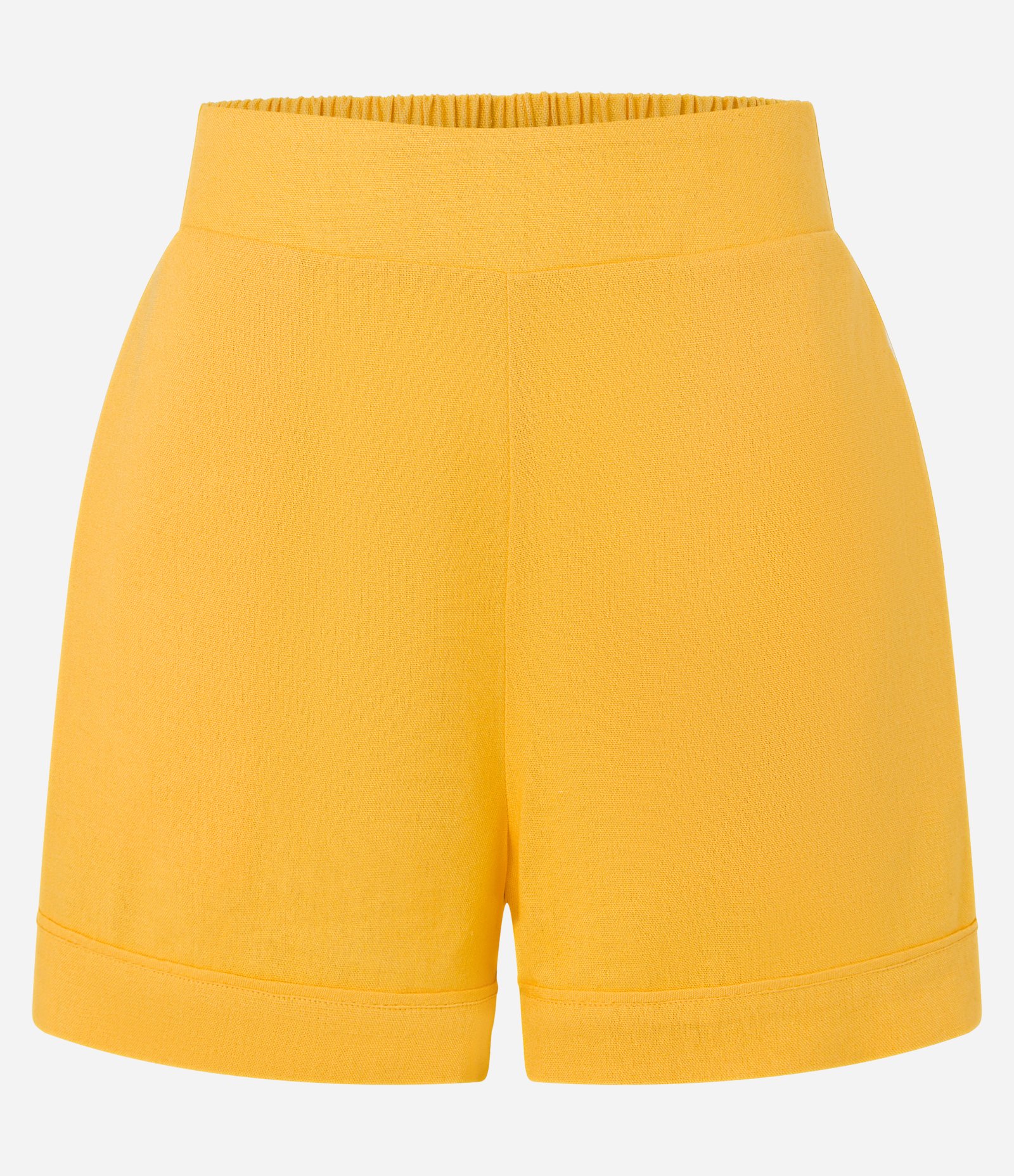 Short Curto em Viscose com Cós Elástico Amarelo 6