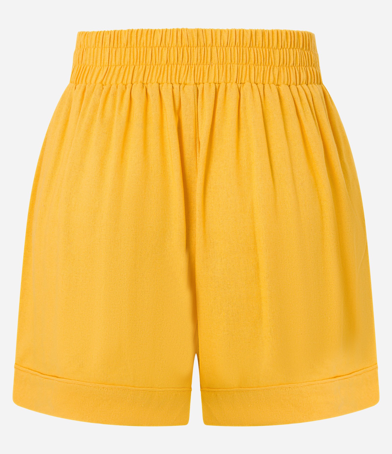 Short Curto em Viscose com Cós Elástico Amarelo 7