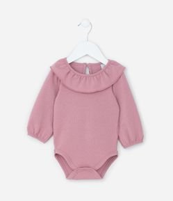 Body Infantil em Algodão Texturizado com Babado na Gola - Tam 0 a 24 meses