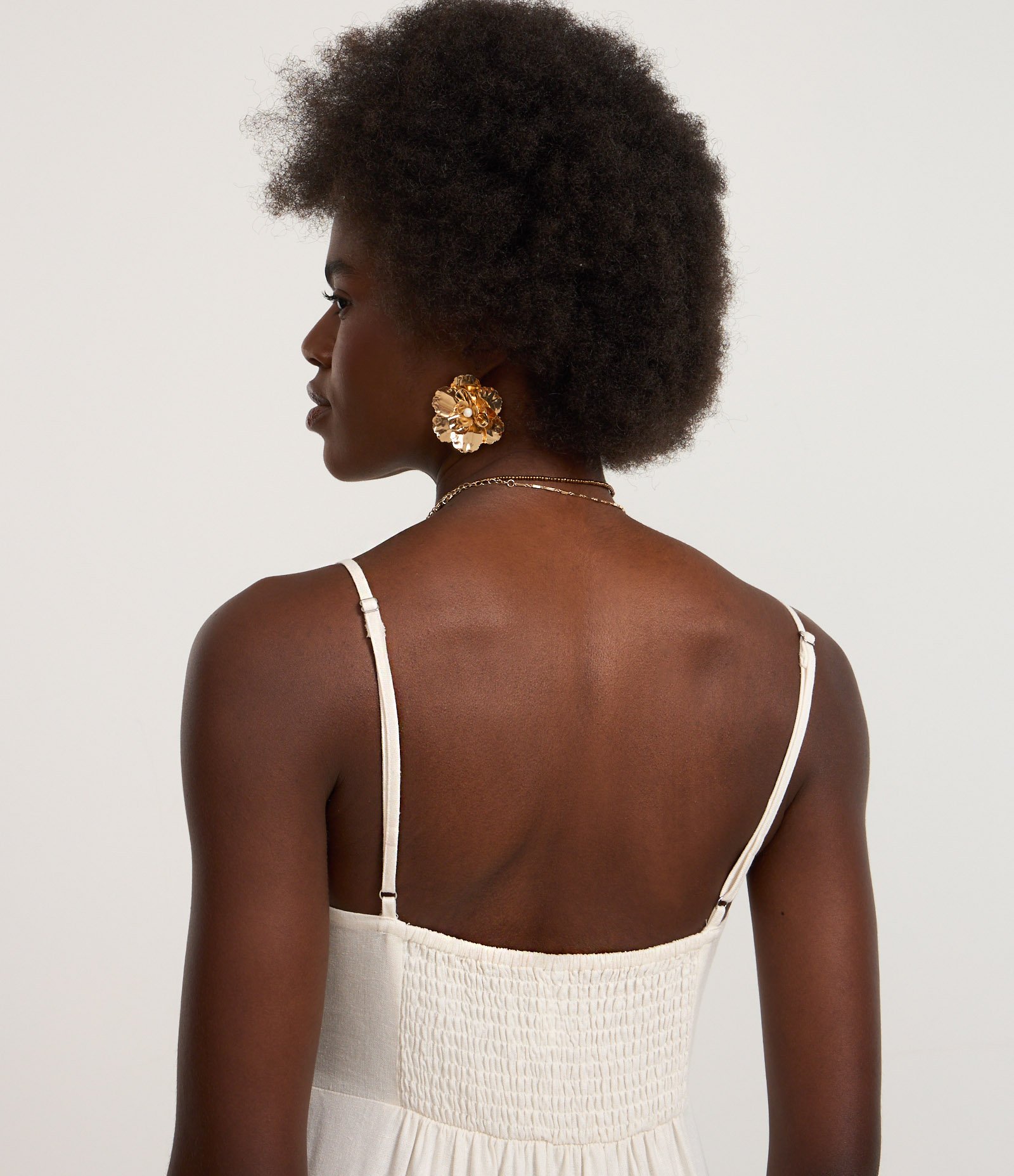 Vestido New Midi em Viscose com Linho e Lastex nas Costas Off White 4