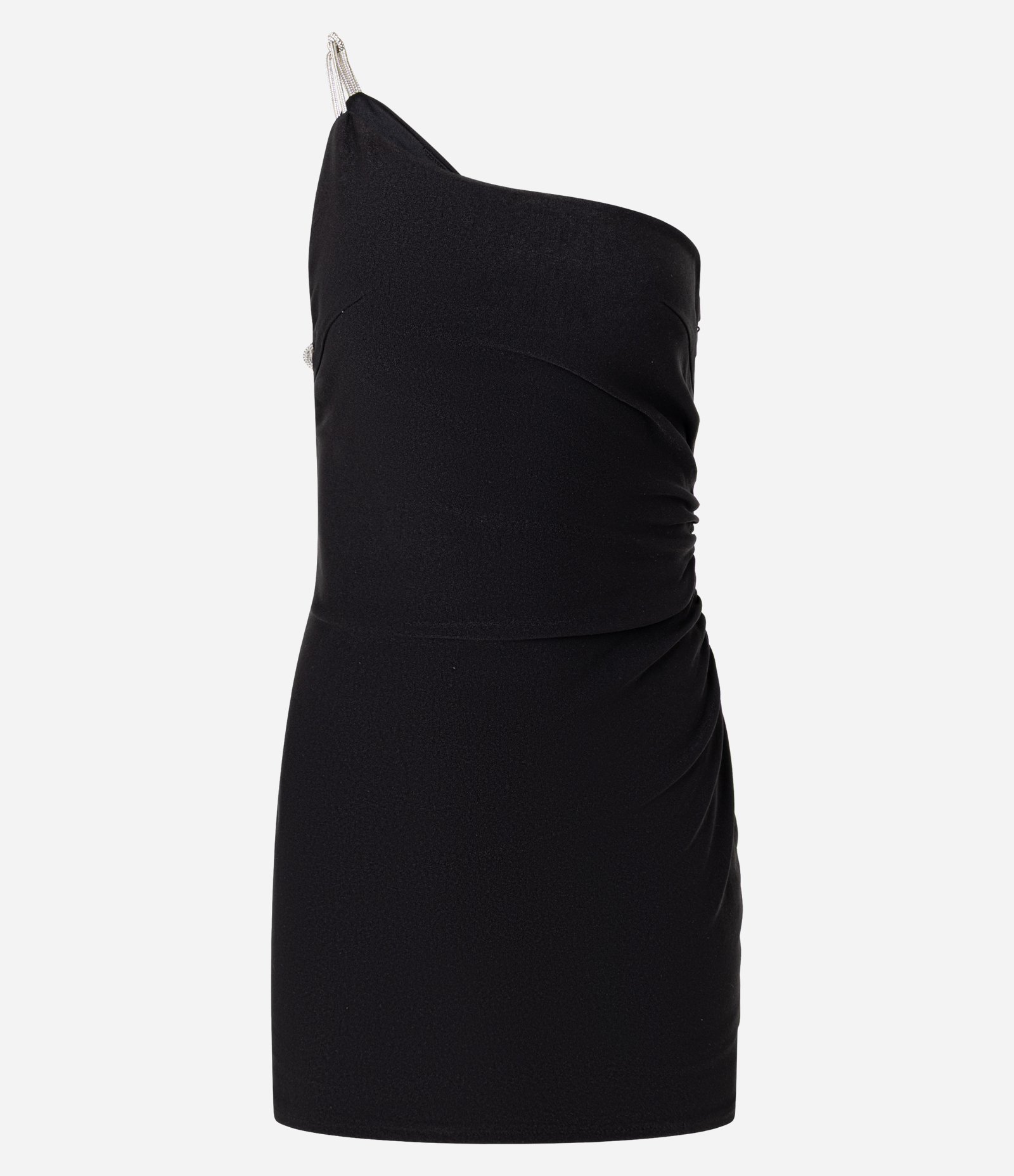 Vestido Curto Ombro Só em Bengaline com Alça de Strass Preto 6