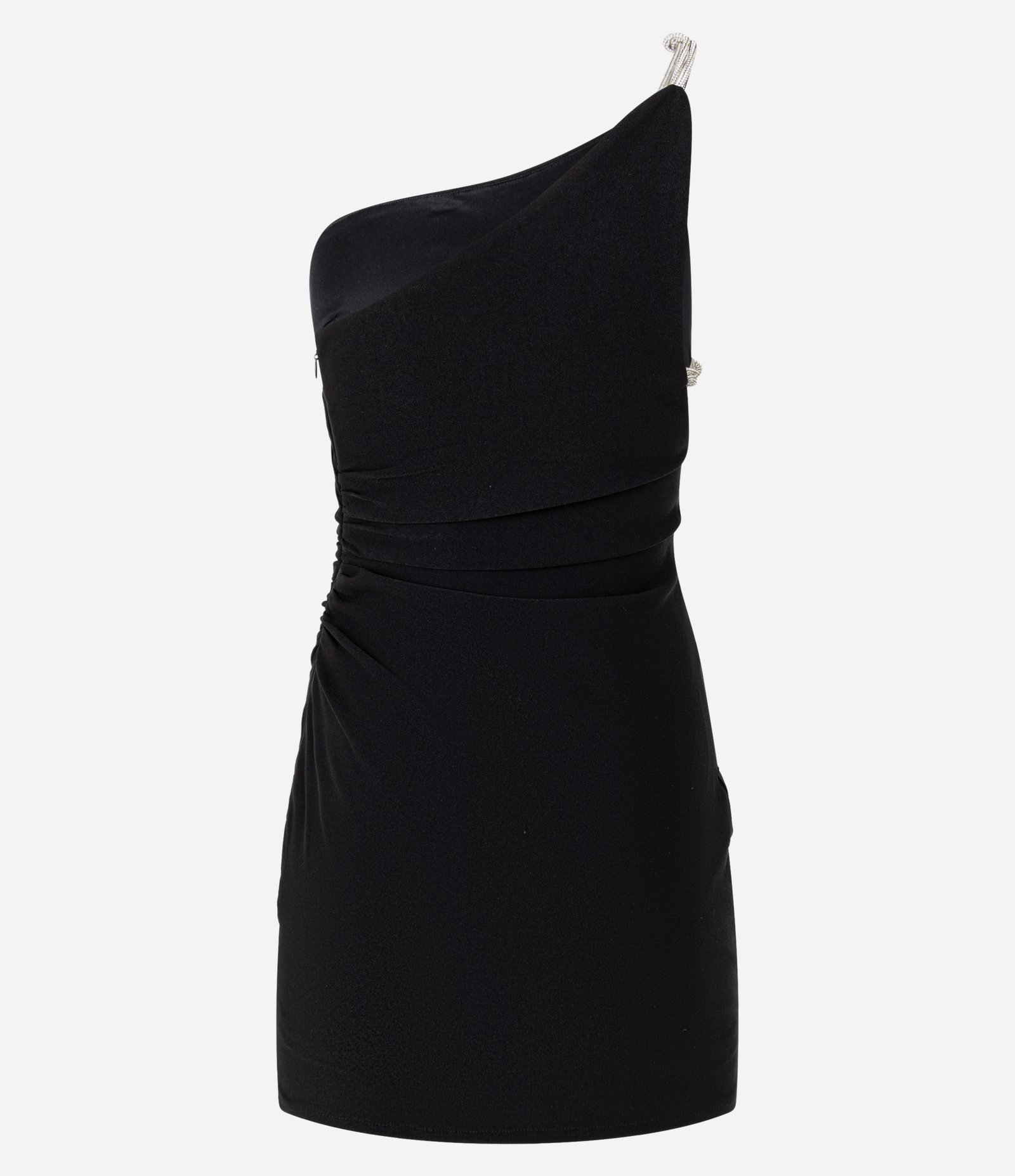 Vestido Curto Ombro Só em Bengaline com Alça de Strass Preto 7