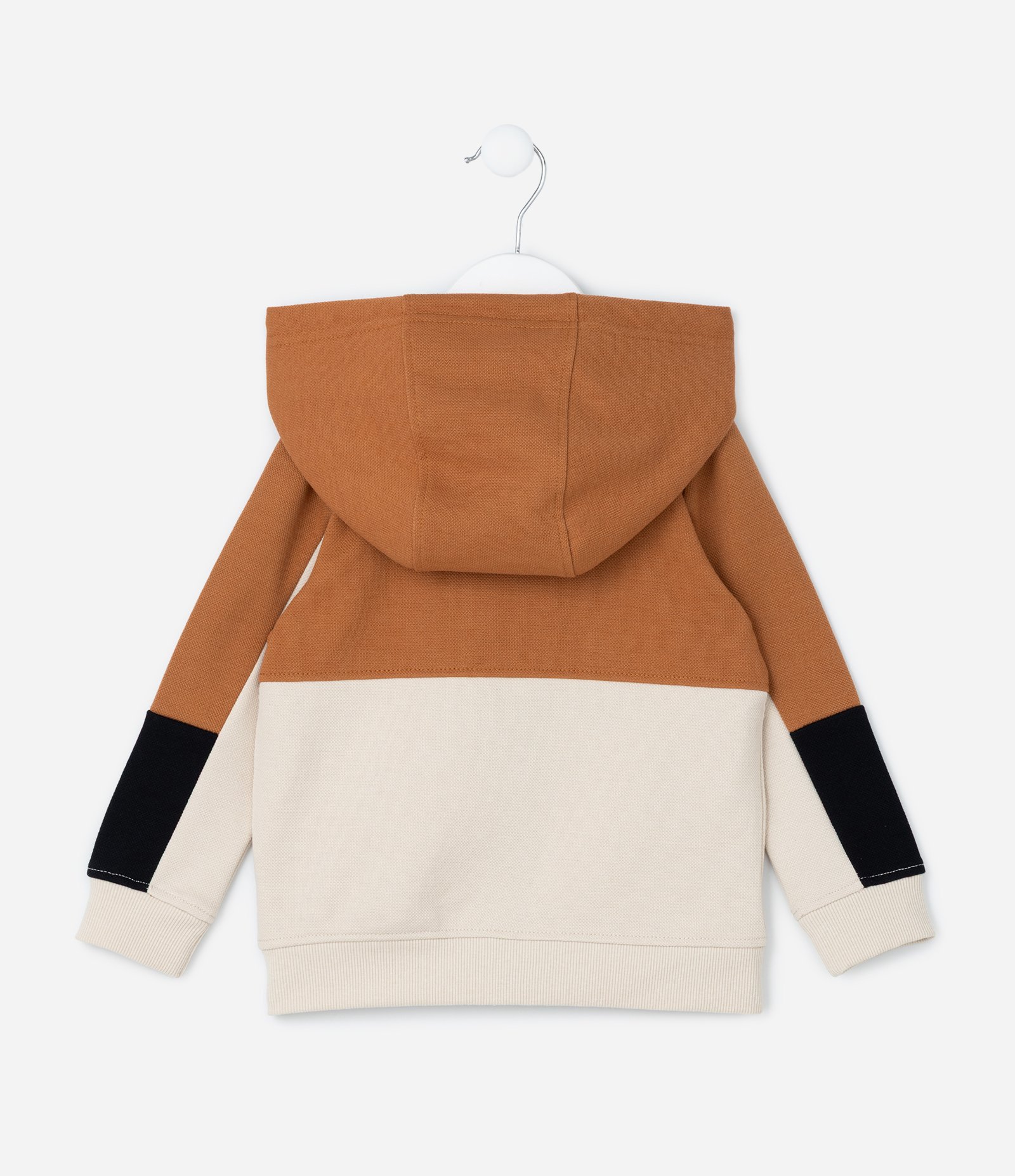 Jaqueta Infantil em Piquet com Recortes - Tam 1 a 6 Anos Marrom/Bege 3