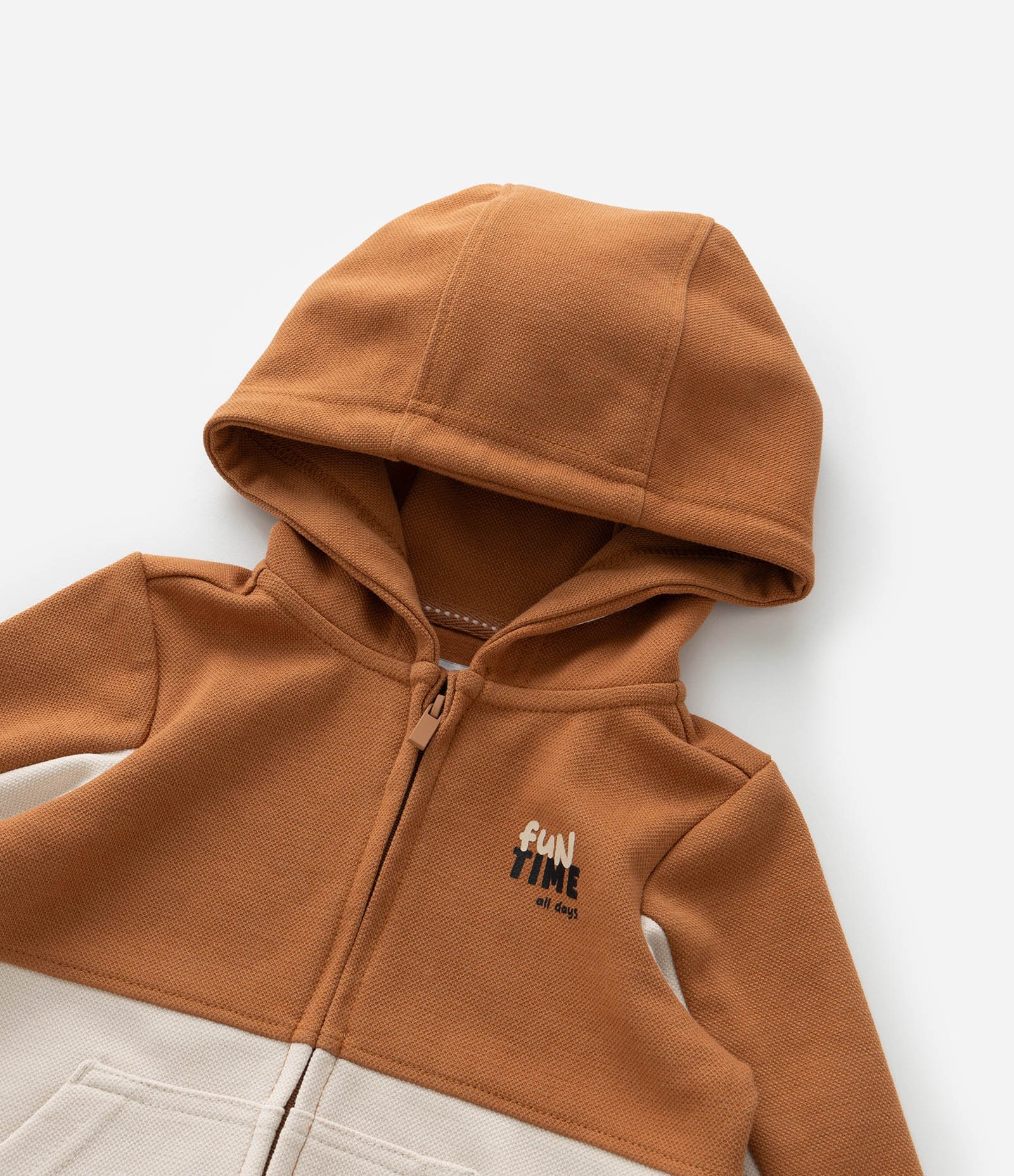 Jaqueta Infantil em Piquet com Recortes - Tam 1 a 6 Anos Marrom/Bege 5