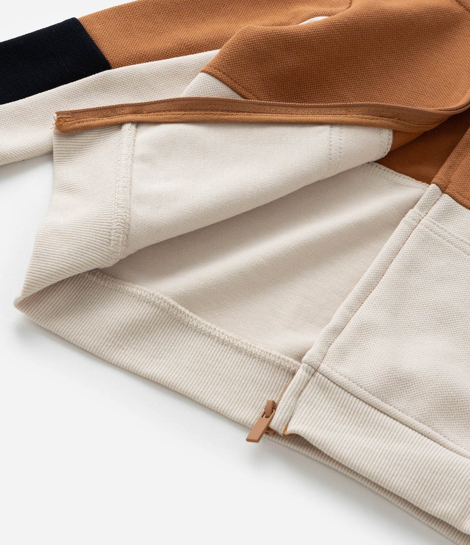 Jaqueta Infantil em Piquet com Recortes - Tam 1 a 6 Anos Marrom/Bege 7