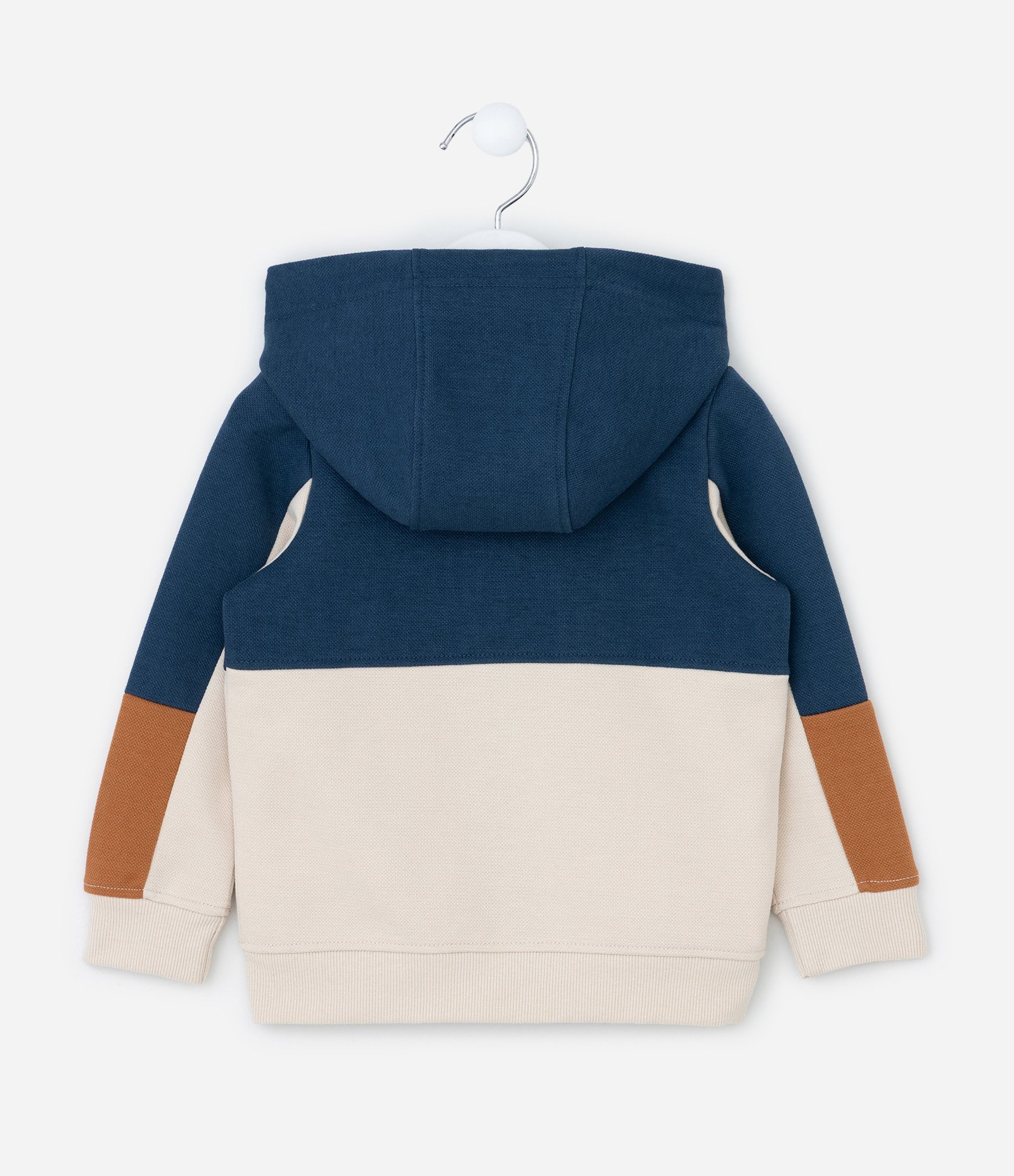 Jaqueta Infantil em Piquet com Recortes - Tam 1 a 6 Anos Azul/Bege 3