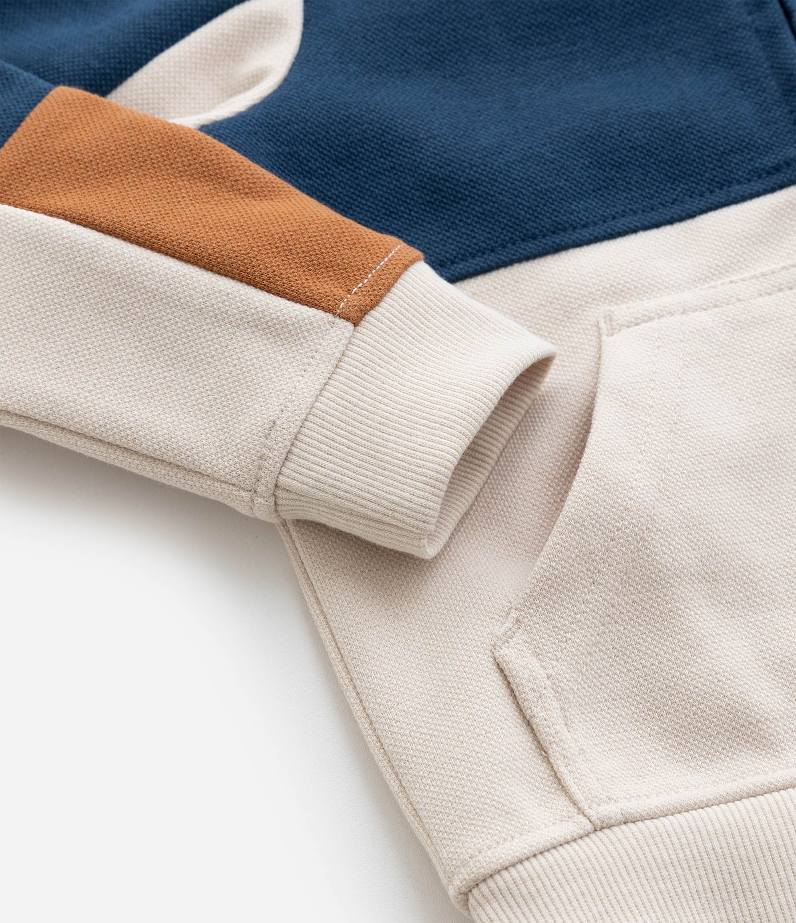 Jaqueta Infantil em Piquet com Recortes - Tam 1 a 6 Anos Azul/Bege 4