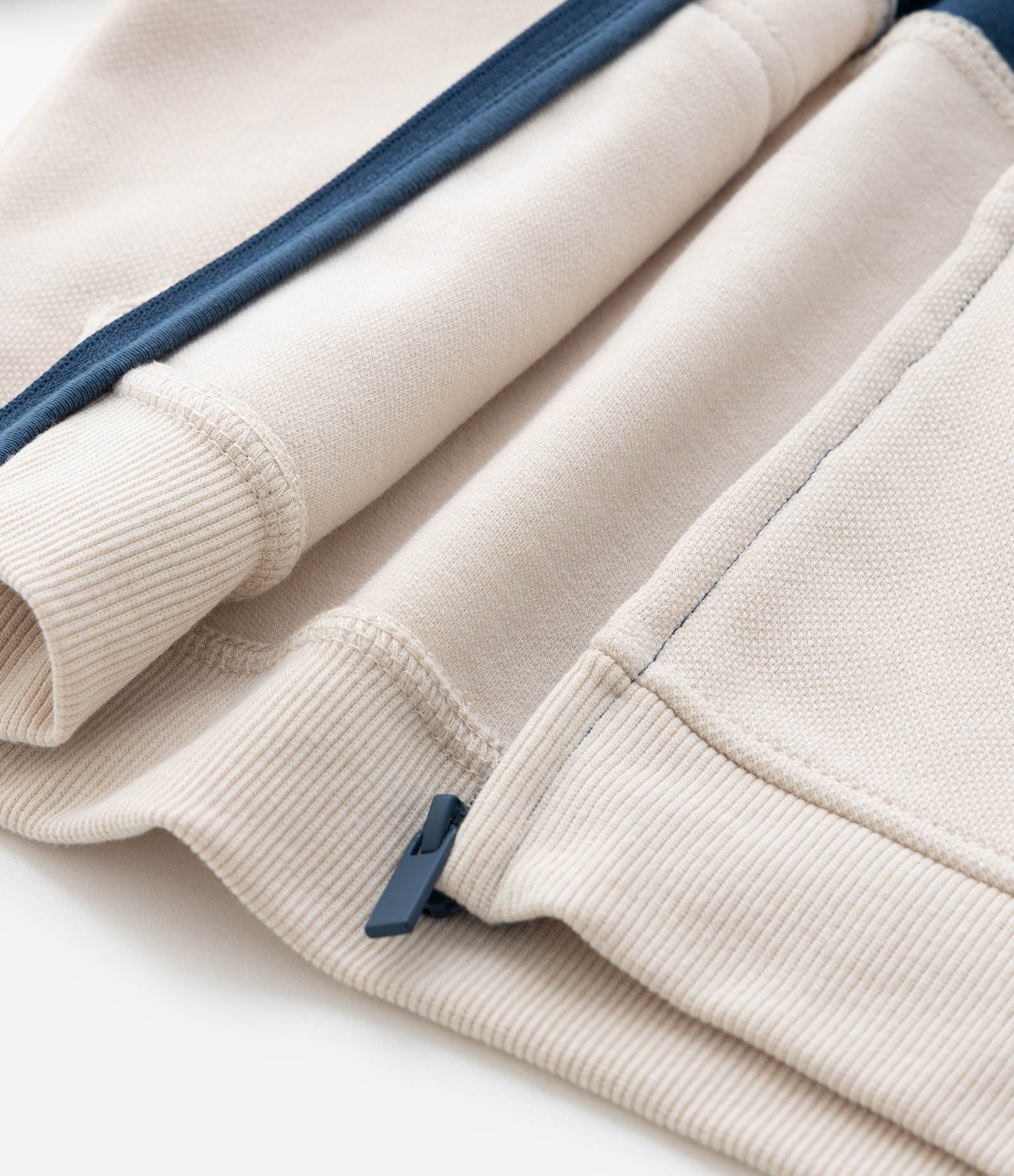 Jaqueta Infantil em Piquet com Recortes - Tam 1 a 6 Anos Azul/Bege 5