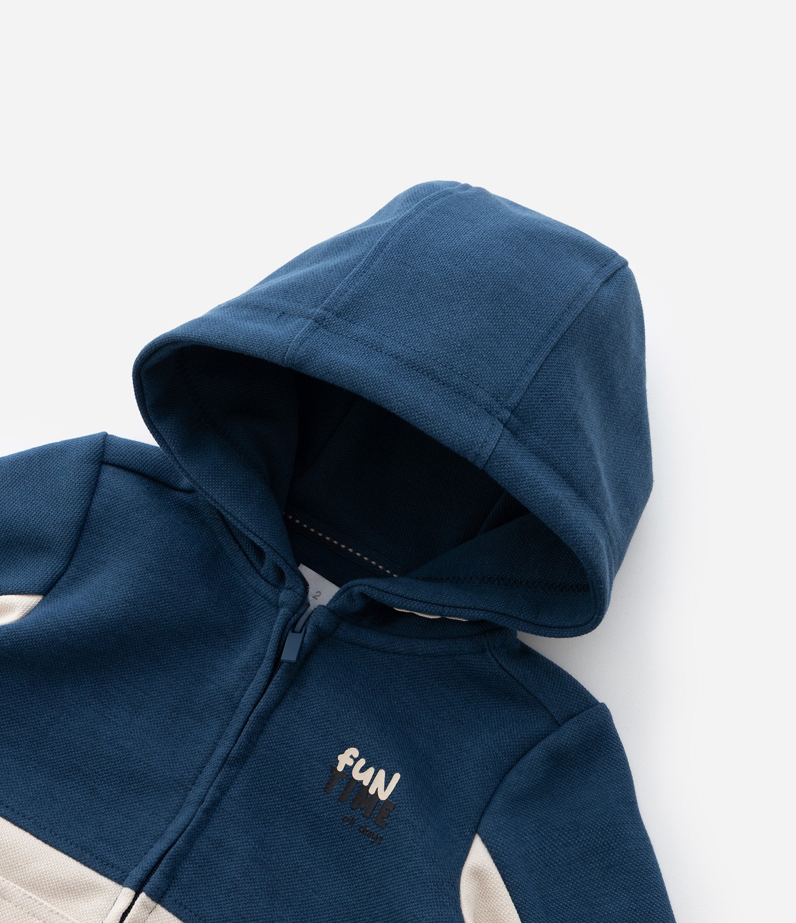 Jaqueta Infantil em Piquet com Recortes - Tam 1 a 6 Anos Azul/Bege 6