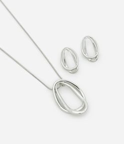 Conjunto de Colar Longo e Brinco com Pingente Orgânico