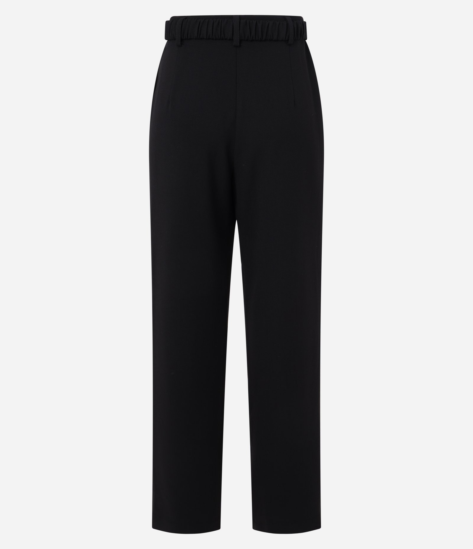 Calça Wide Leg Alfaiatada com Fivela Triângulo no Cinto Elástico Preto 6