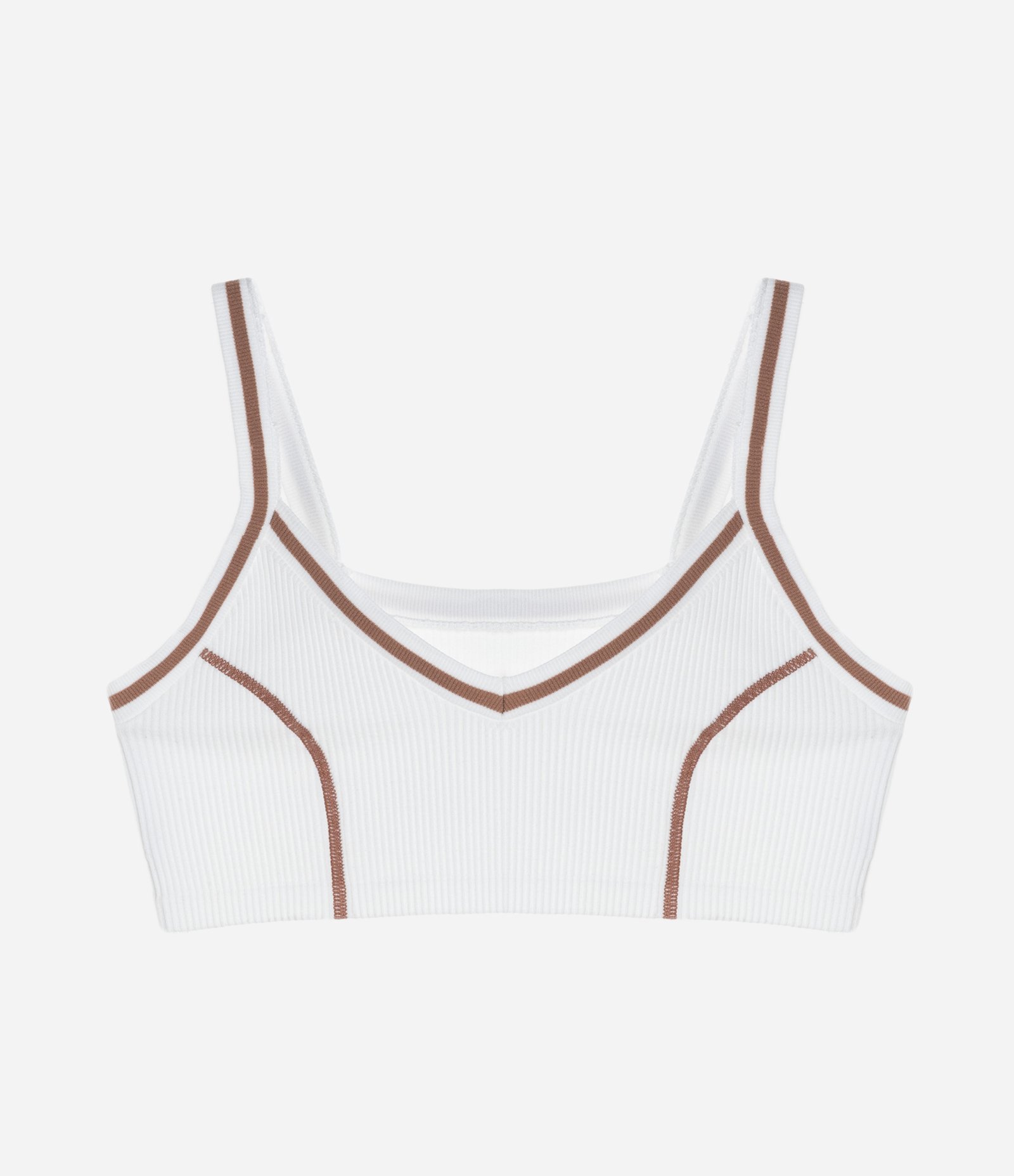 Sutiã Canelado em Poliamida Seamless com Recortes Contrastantes Off White 5