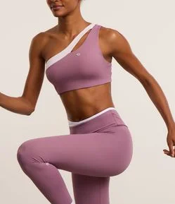 Top Sem Bojo Esportivo com Ombro Só e Detalhe  Vazado