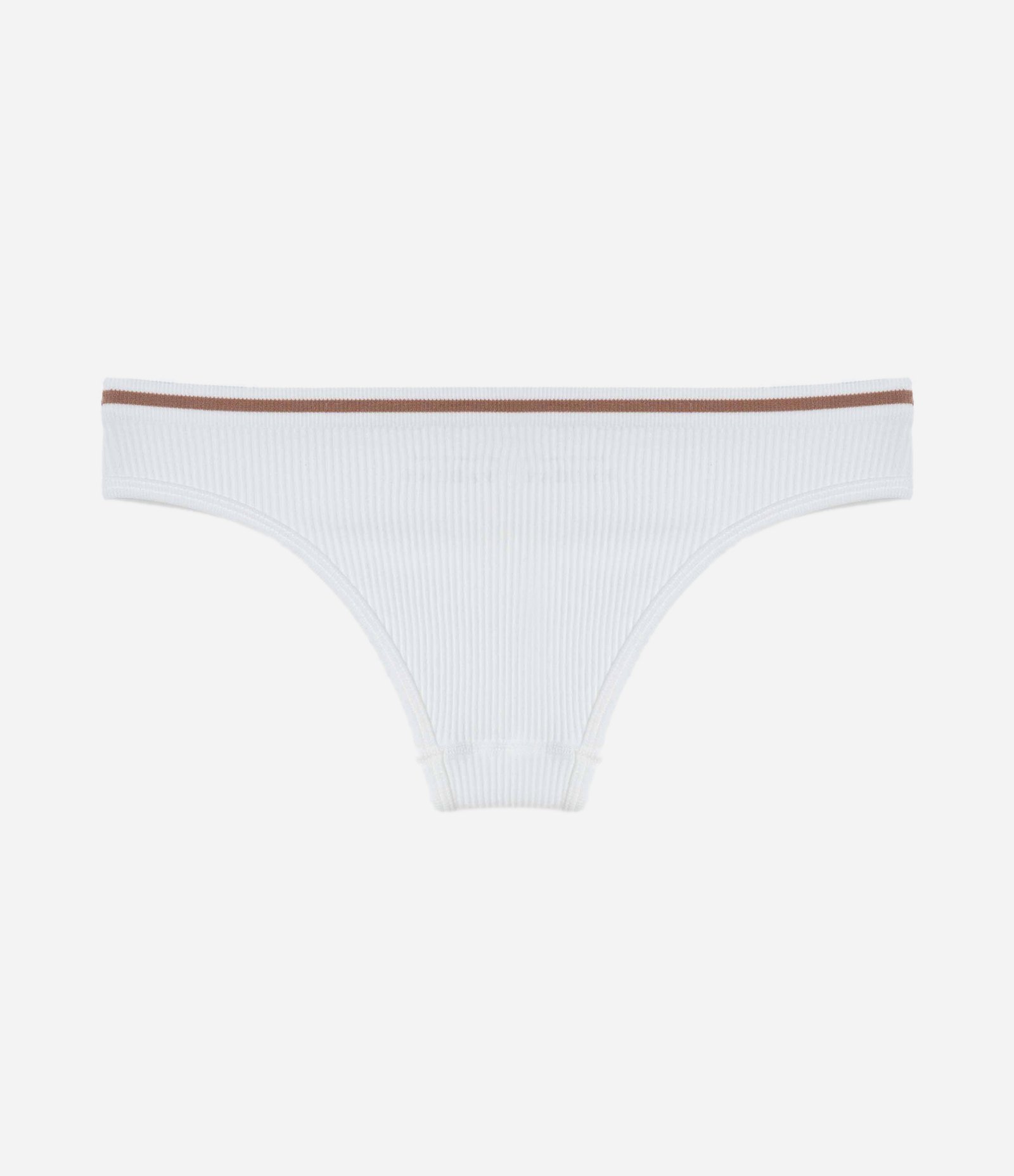 Calcinha Biquíni Canelada em Poliamida Seamless com Recorte Contrastante Branco 6